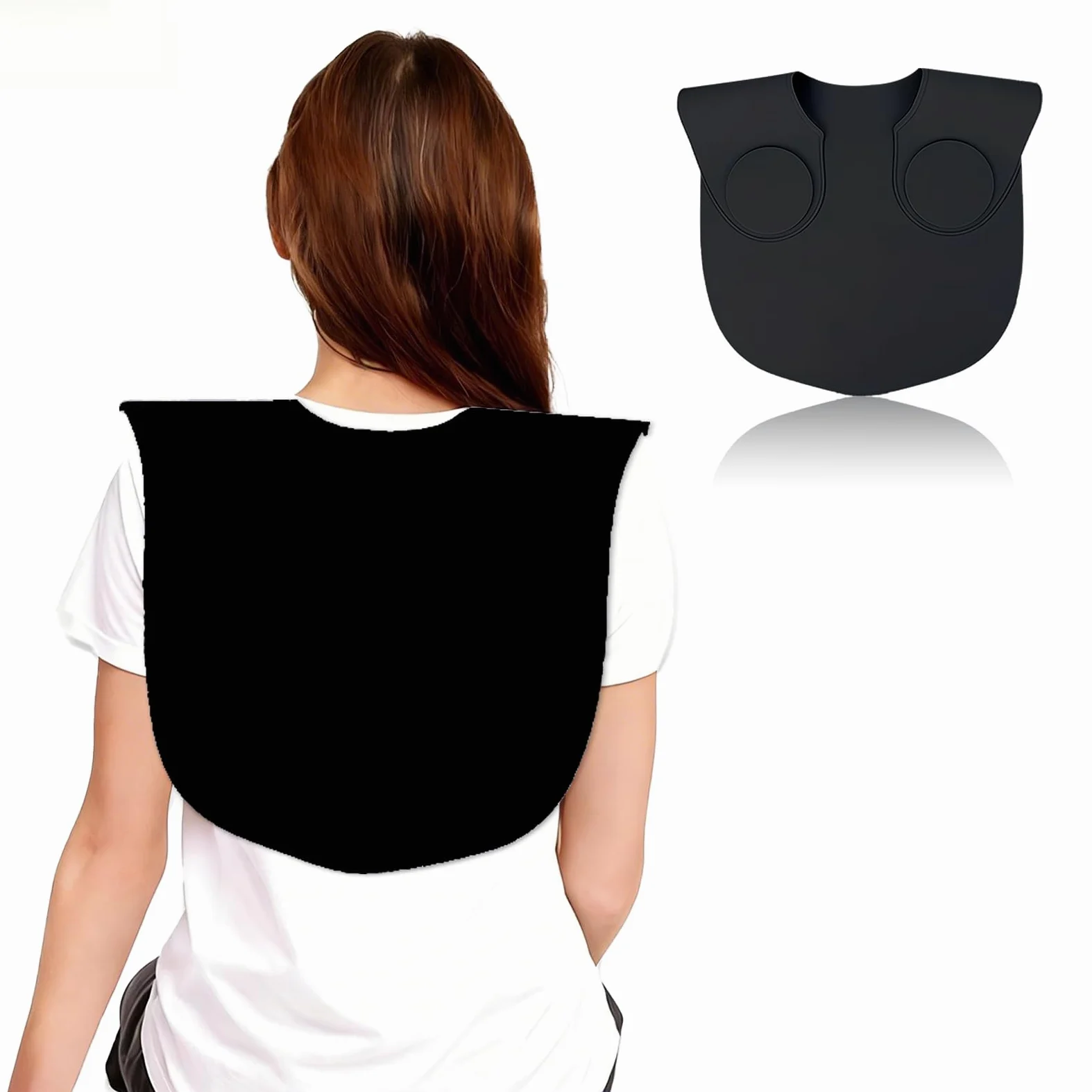 Collare per tagliare i capelli, extra lungo, antiscivolo, scialle per taglio di capelli, mantella in silicone per colorare i capelli, nero, Black Long