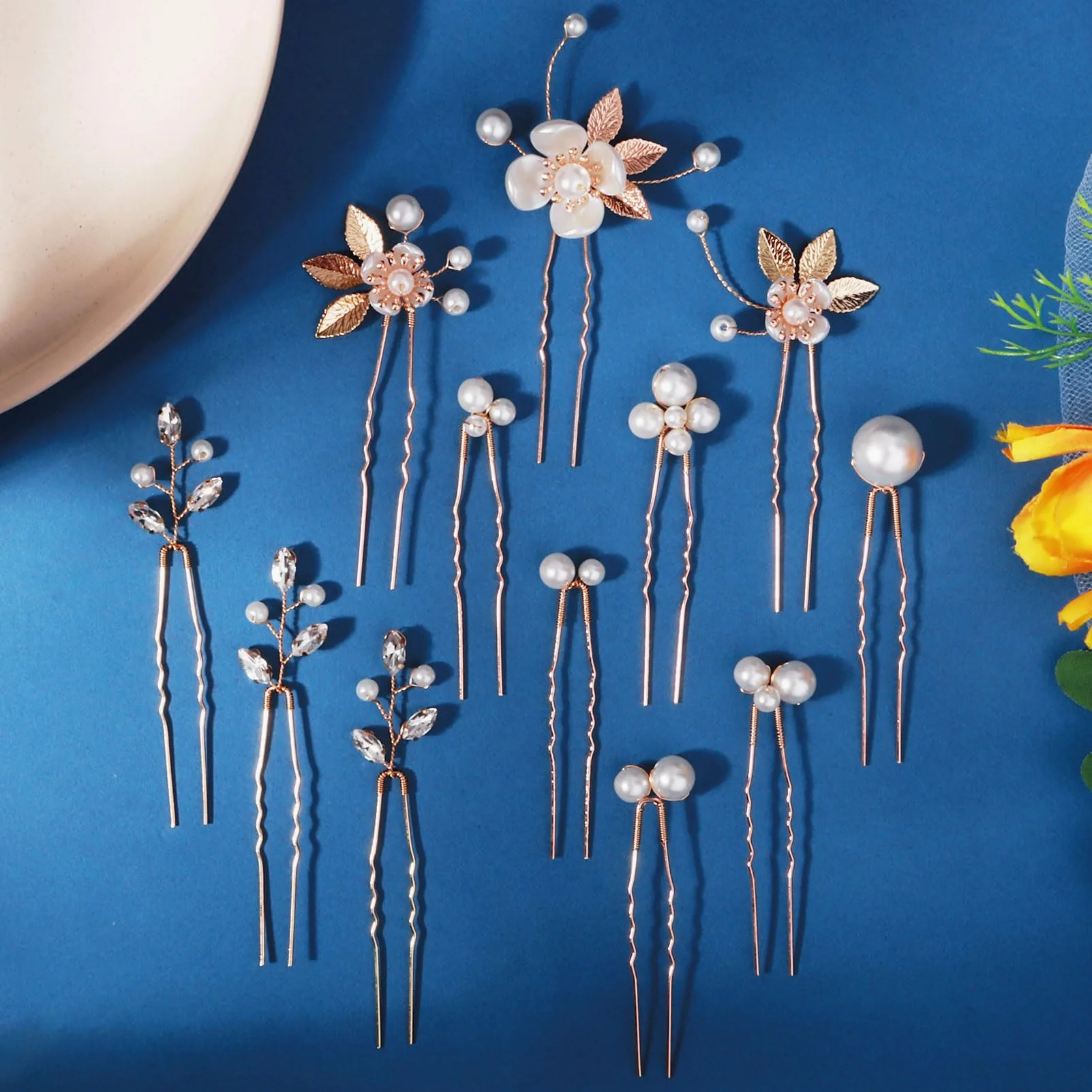 12 forcine per capelli da sposa con strass, accessori per capelli da donna, con cristalli, per damigelle d'onore