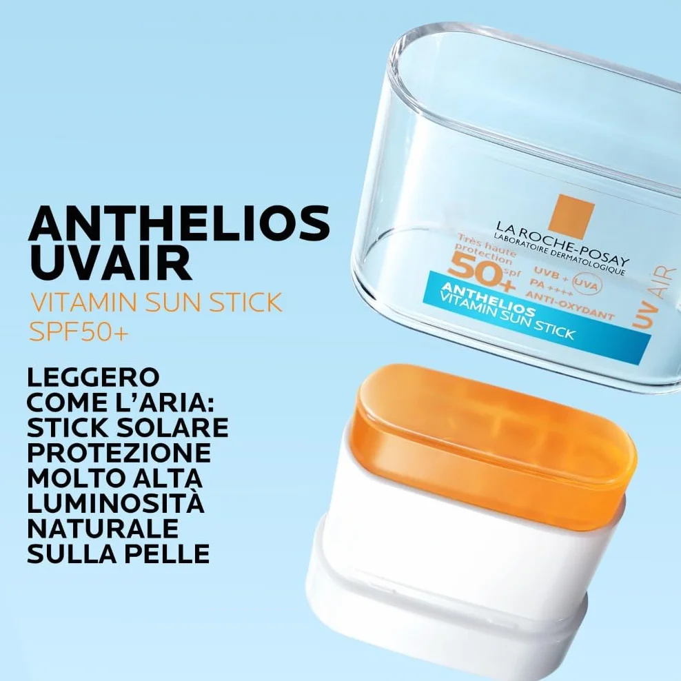 La Roche Posay Anthelios UVAir Stick SPF50+ 10ml, Protezione UV, Anti-Inquinamento, Vitamina E