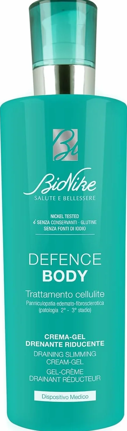 Bionike Defence Body Crema-Gel Anti-cellulite Azione Drenante Riducente per Pelli Sensibili Effetto Freddo 200ml
