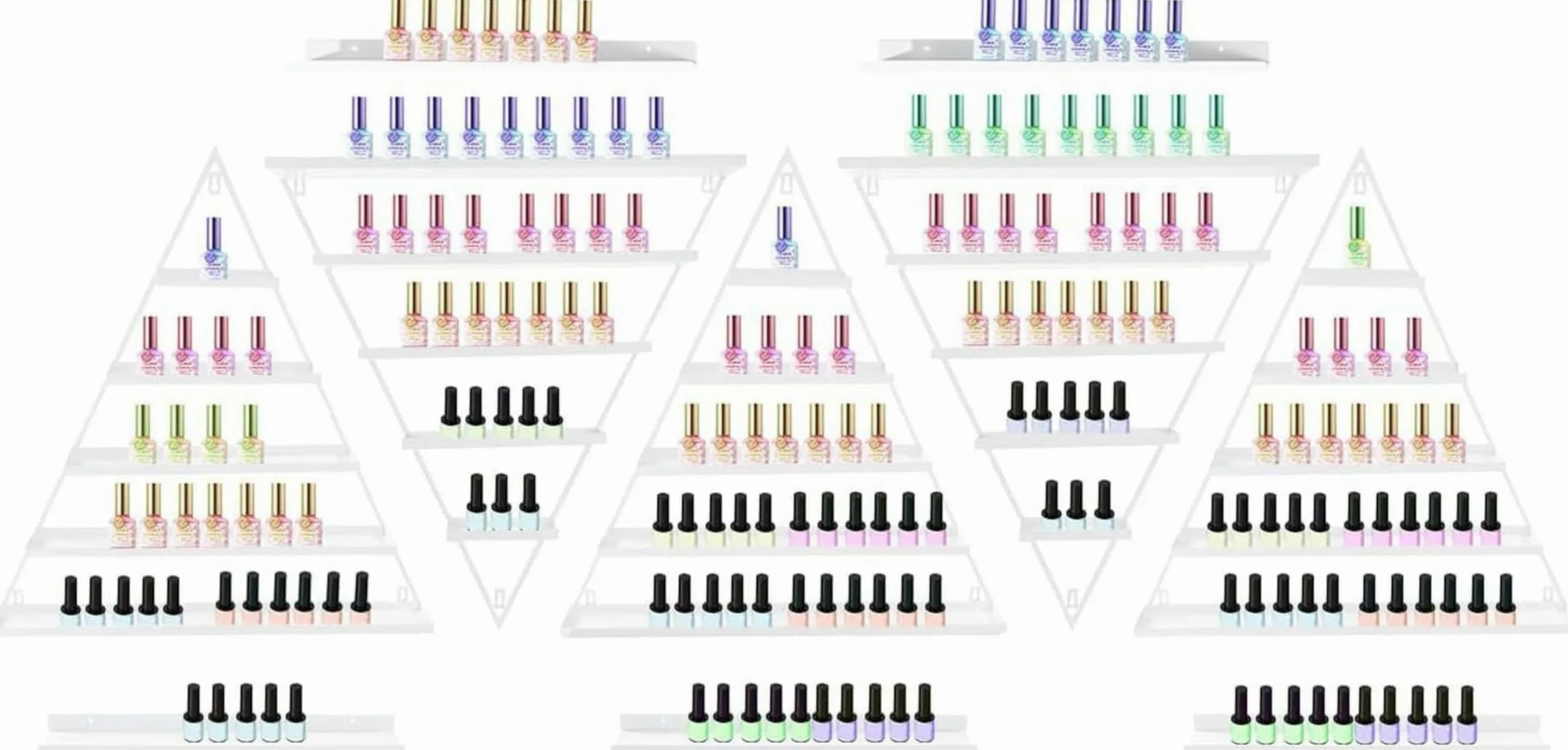 Porta smalti da Parete, 10 Pezzi per riporre Trucco, Oli Essenziali, Cosmetici e profumi, Soluzione salvaspazio per casa e Salone (Bianco)