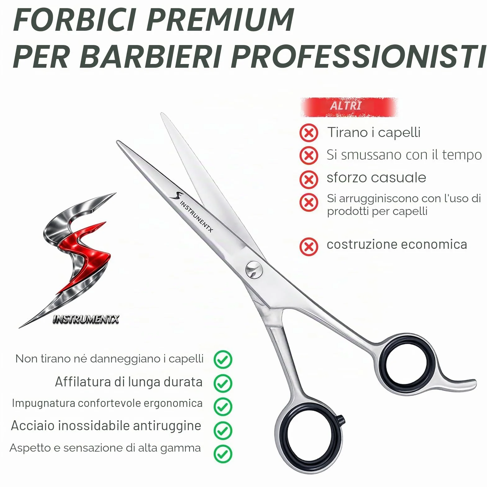 SS INSTRUMENTX forbici parrucchiere professionali in acciaio inossidabile per taglio di precisione