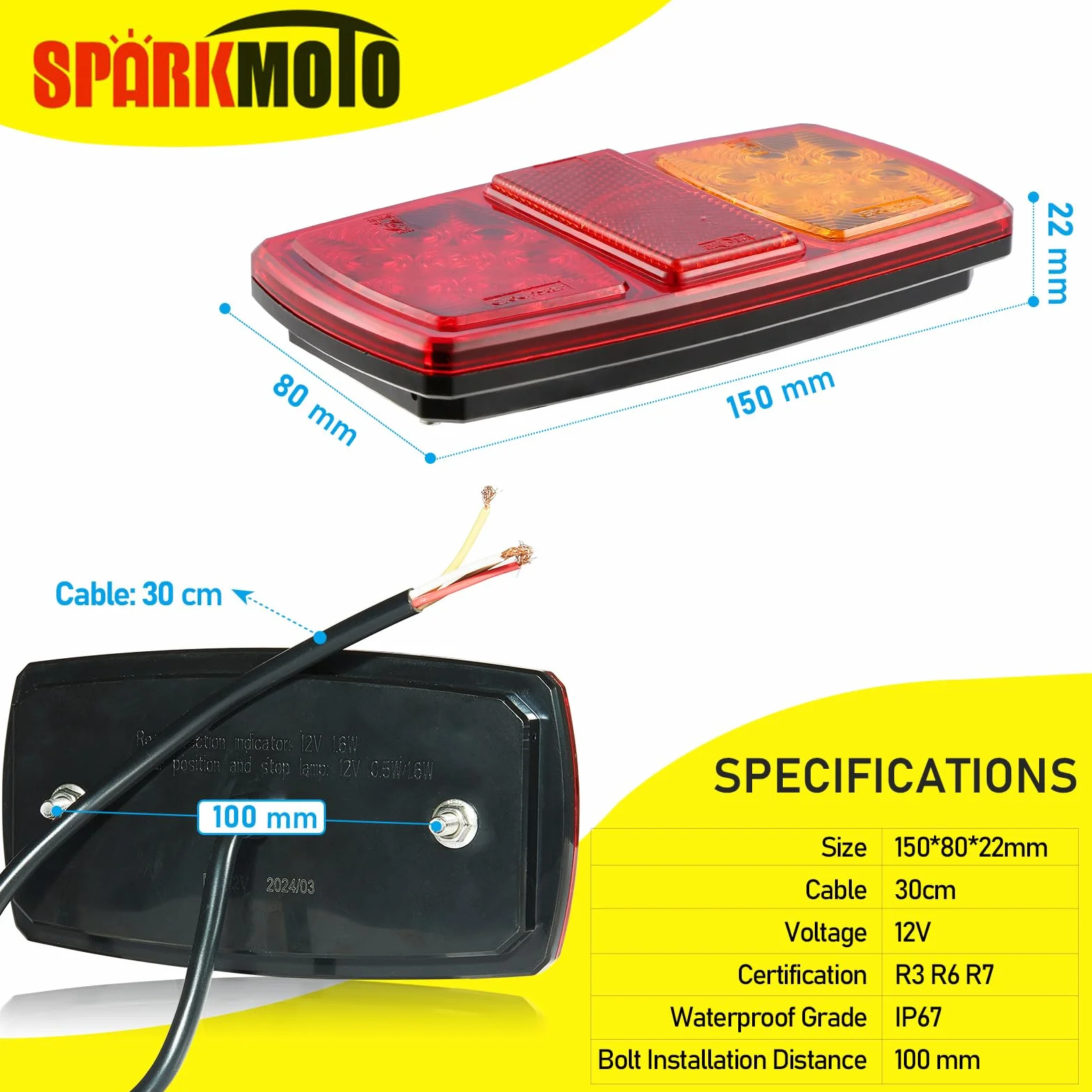 LED Fanali Posteriori Rimorchio 12V IP67 ECE Omologazione