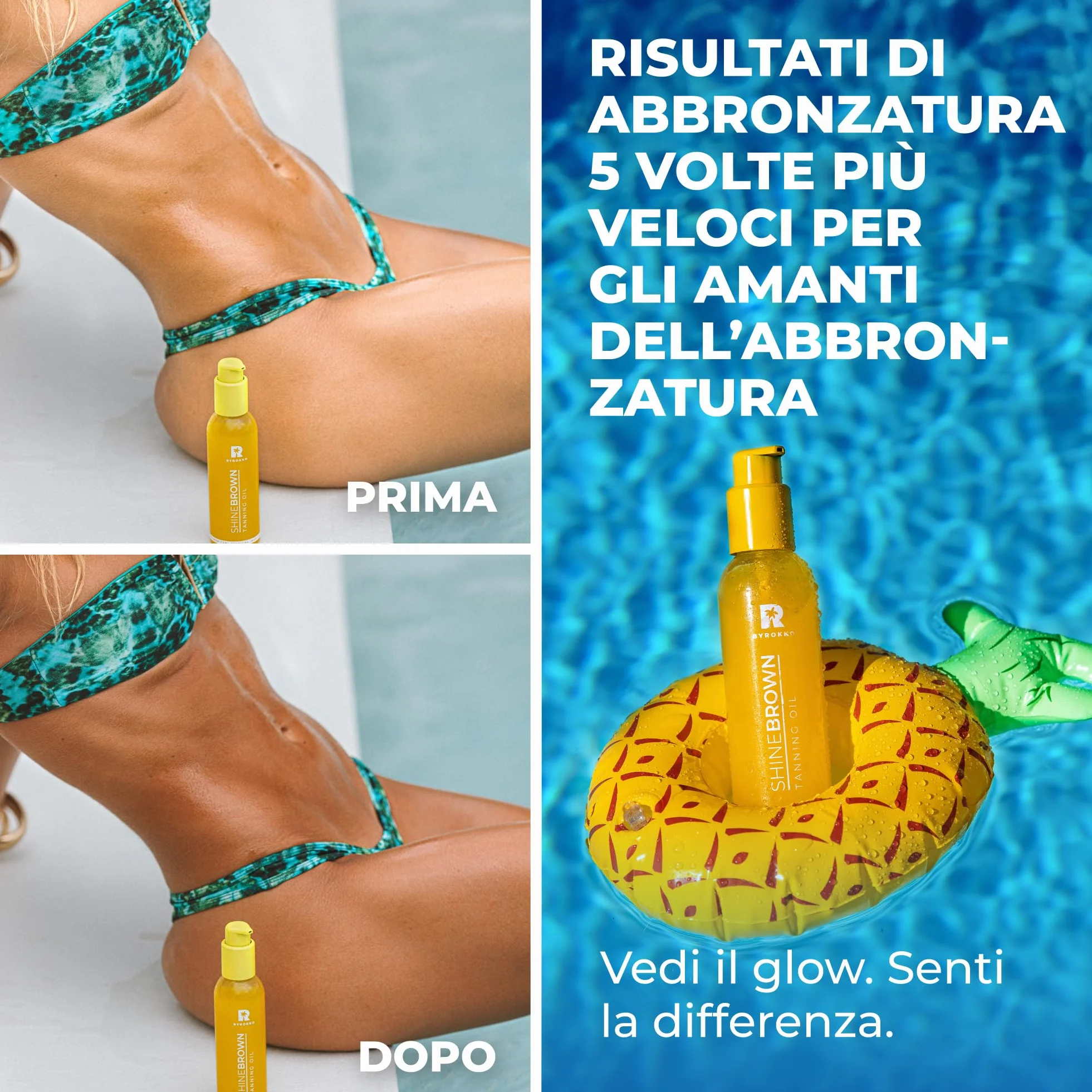 BYROKKO Shine Brown Tropical Olio Abbronzante Solare (145 ml), Acceleratore di Abbronzatura efficace al Sole e nei Lettini Solari, Olio Super Attivo per un’Abbronzatura della Massima Intensità