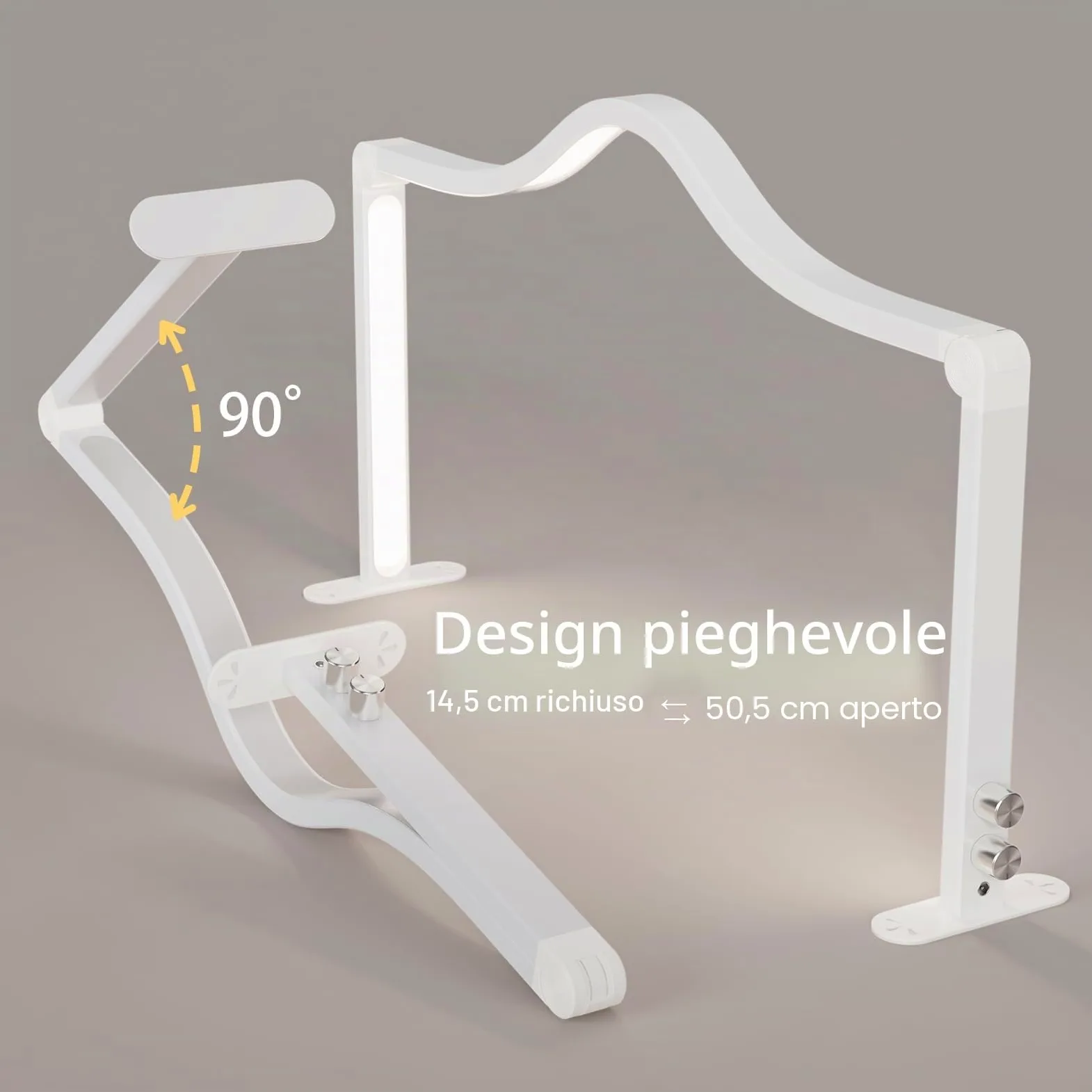LANMOU Lampada da Tavolo Unghie Mezza Luna LED 48W 3840LM Bianca Pieghevole | Illuminazione Ampia Senza Ombre, Dimmerabile, 3000-6000K e Struttura in Alluminio per Salone, Manicure e Fotografia Macro