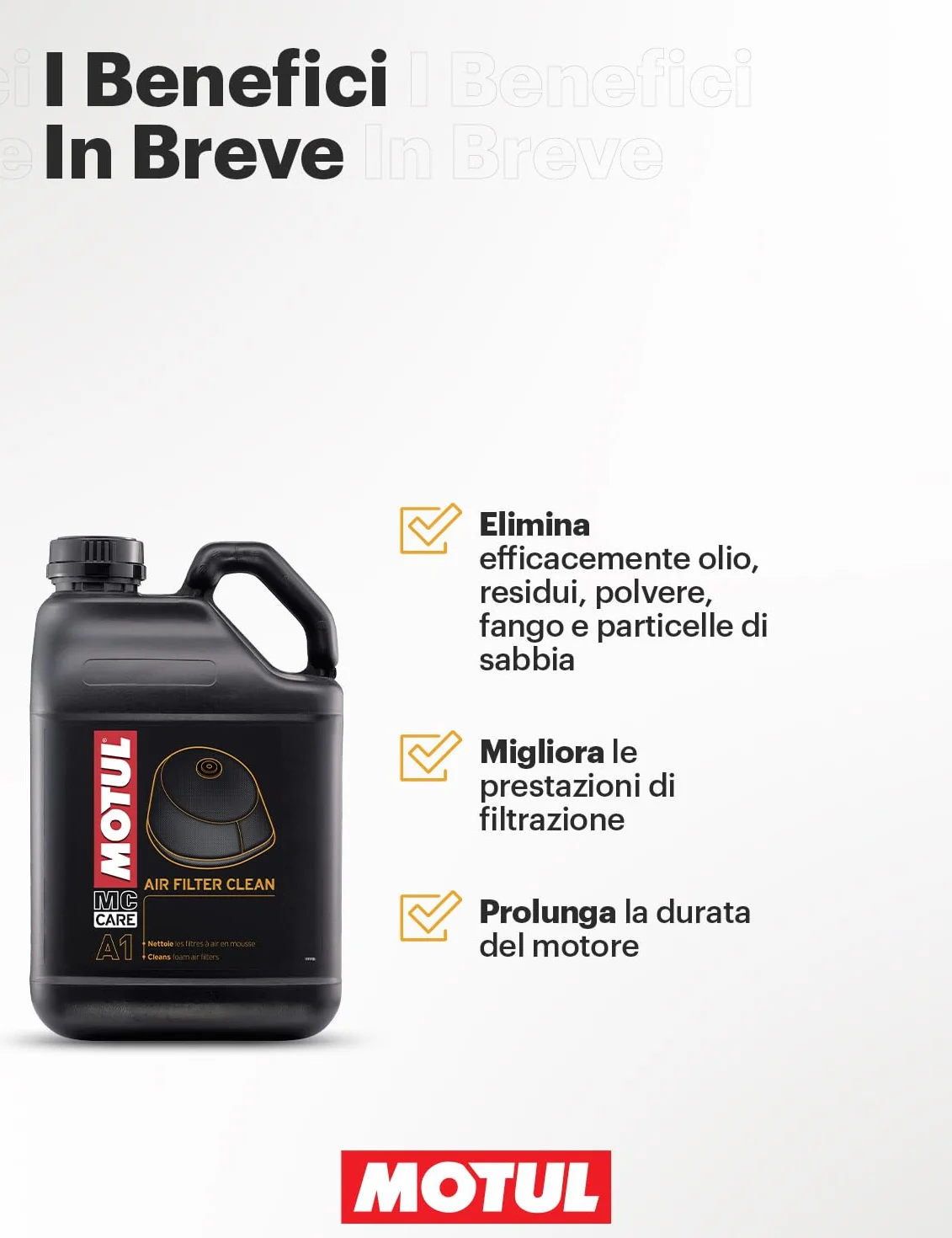 Motul MC Care Air Filter Clean A1-5 L Pulitore Filtro Aria Schiuma Moto Cross Enduro