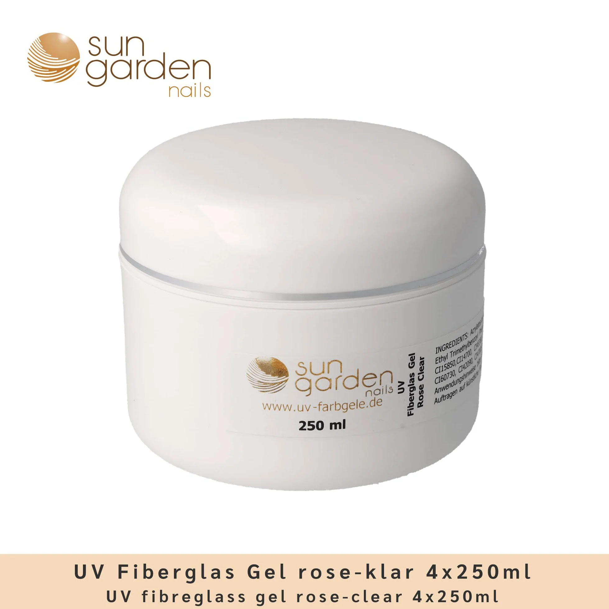 Gel in fibra di vetro UV rosa trasparente, 4 x 250 ml Premium Line – 1000 ml – gel per unghie – Top Coat – Gel per unghie – Gel per unghie – per pedicure – manicure