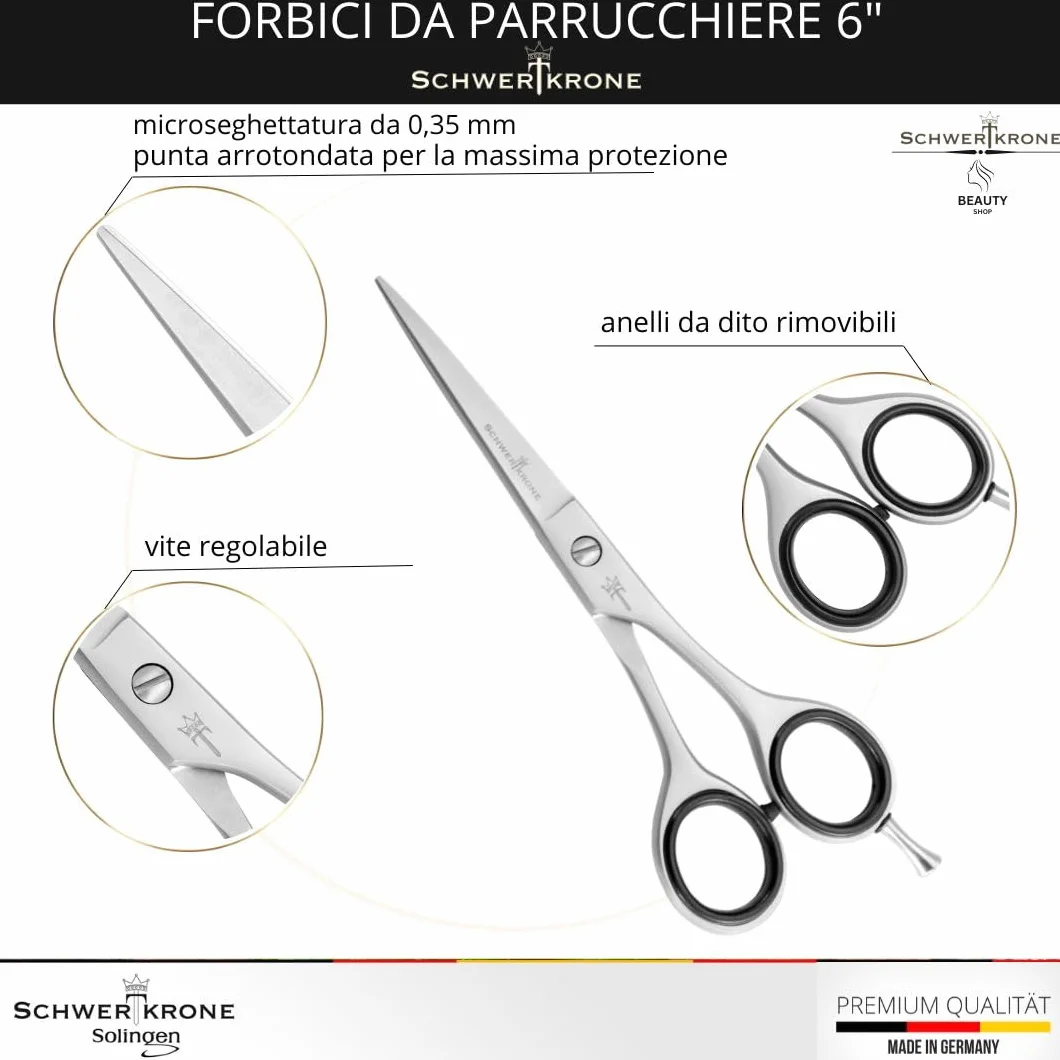SCHWERTKRONE Forbici da Parrucchiere Micro-Dentatura Taglio Preciso Capelli Barba