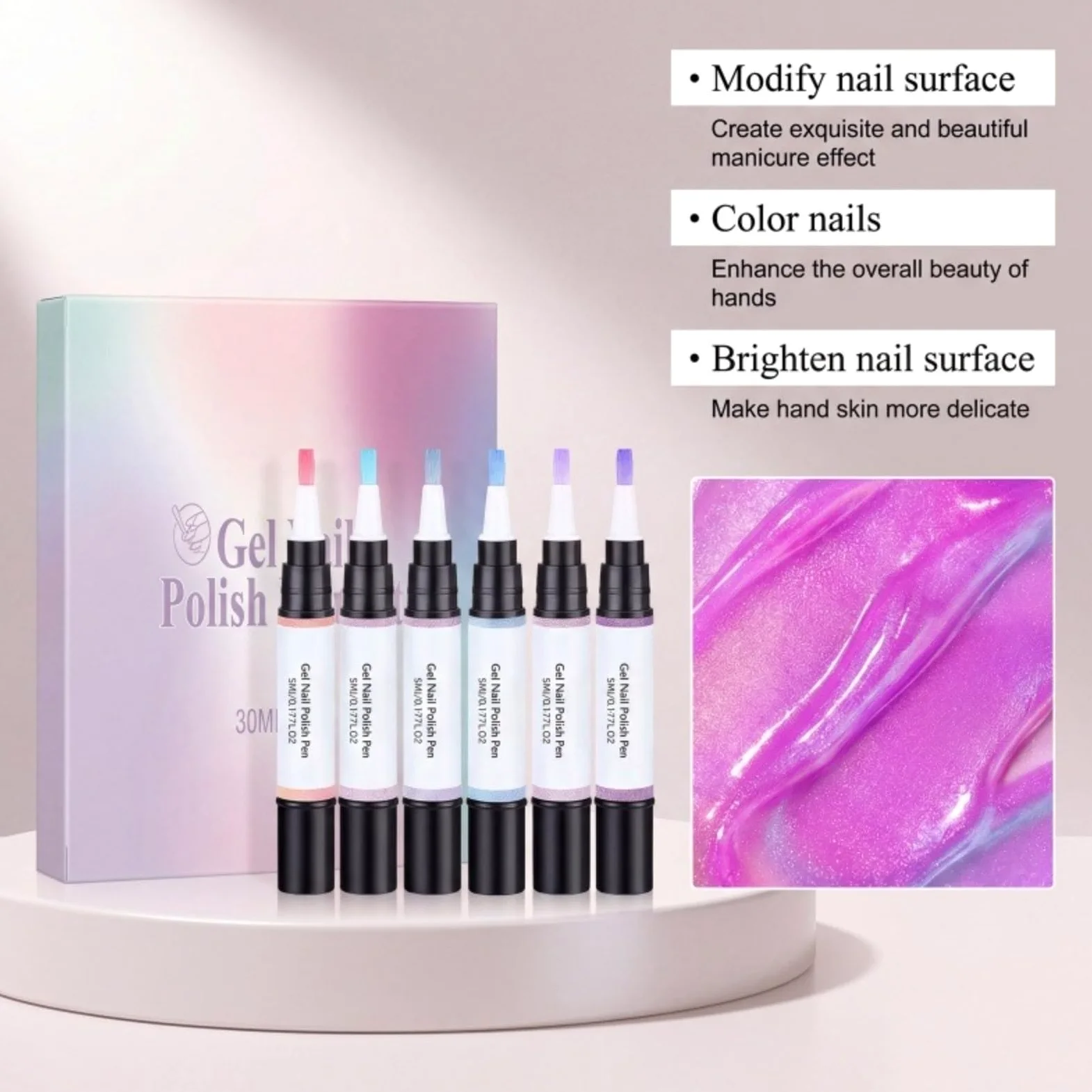 Kit smalto per unghie scintillante a 6 colori, effetto magnetico, a lunga durata, asciugatura rapida, senza lampada