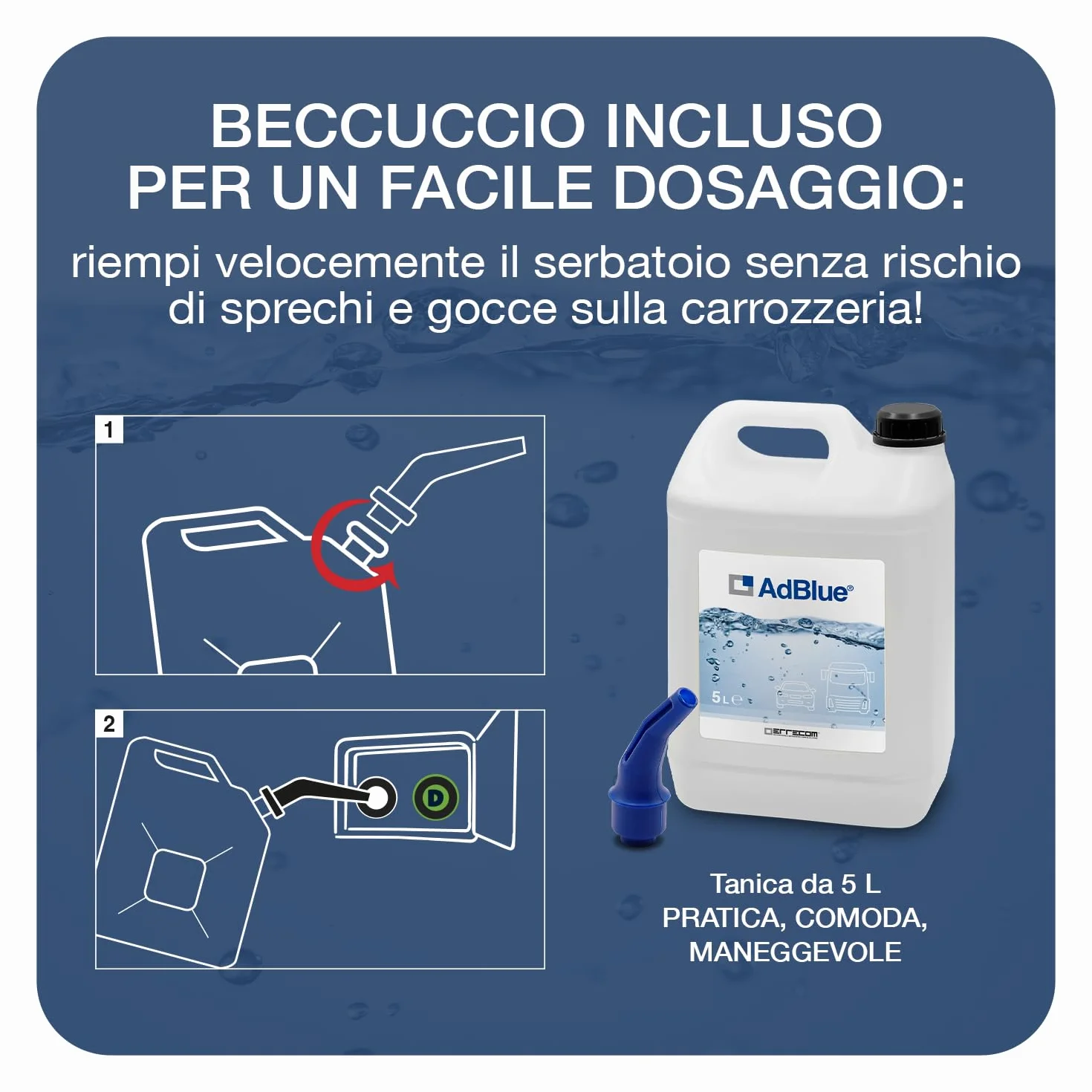 AdBlue Additivo Motori Diesel Riduzione Emissioni NOx Urea ISO 22241-1 10 L (2 x 5 L) Beccuccio Incluso