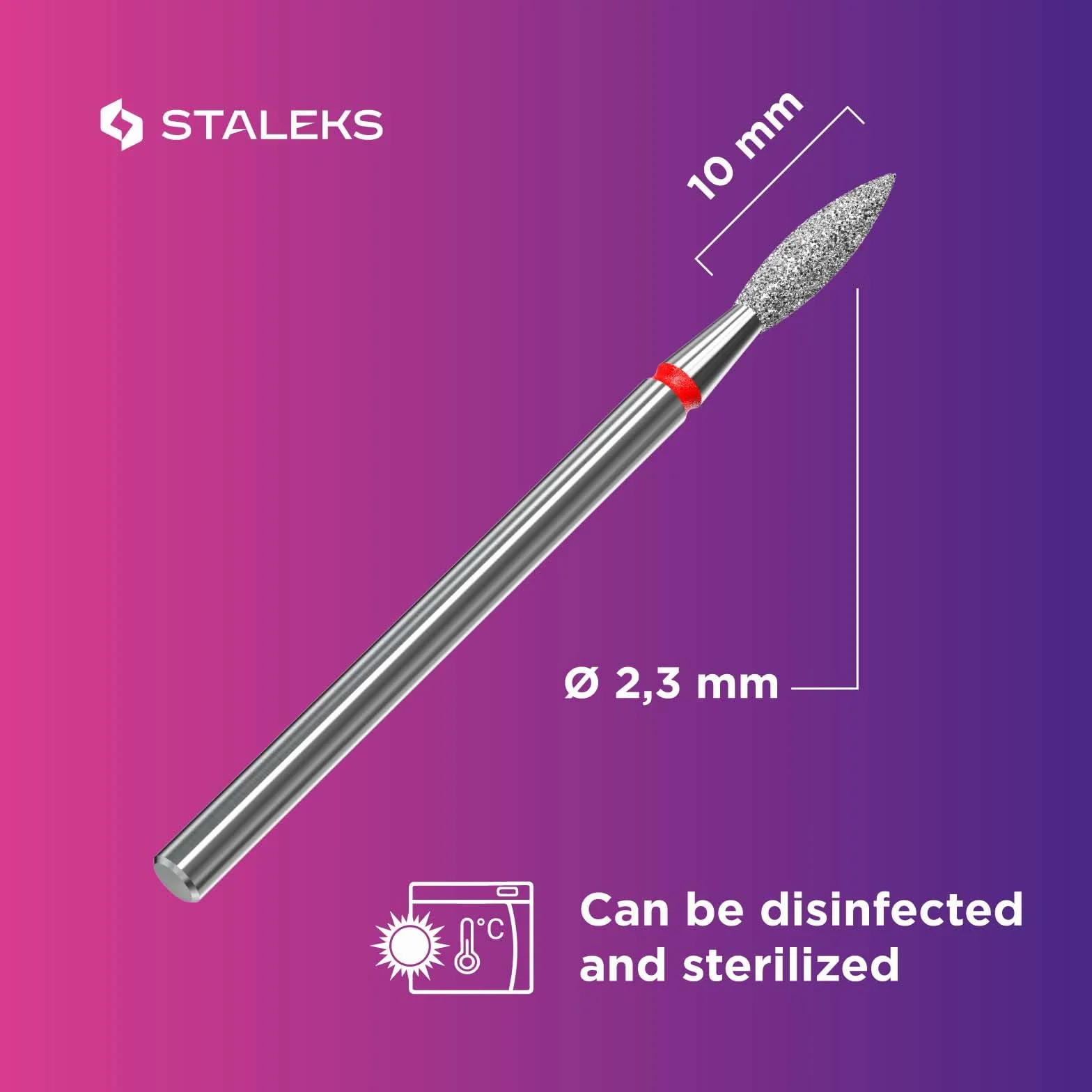 STALEKS PRO Punta diamantata Fiamma anello rosso Kit di scarico per unghie Punte per manicure e pedicure NAIL DRILL BIT