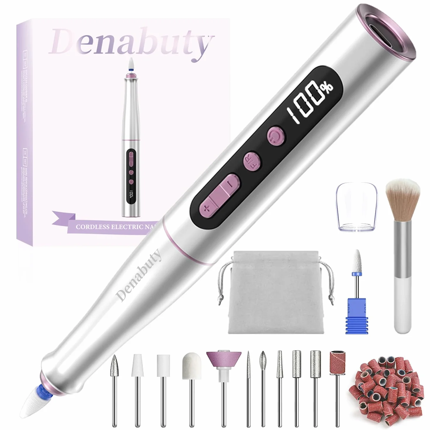 Fresa per Unghie Professionale 35000 Giri Lima Elettrica Senza Fili Display LCD 13 In 1 Kit Manicure Pedicure Ricaricabile Velocità Regolabile