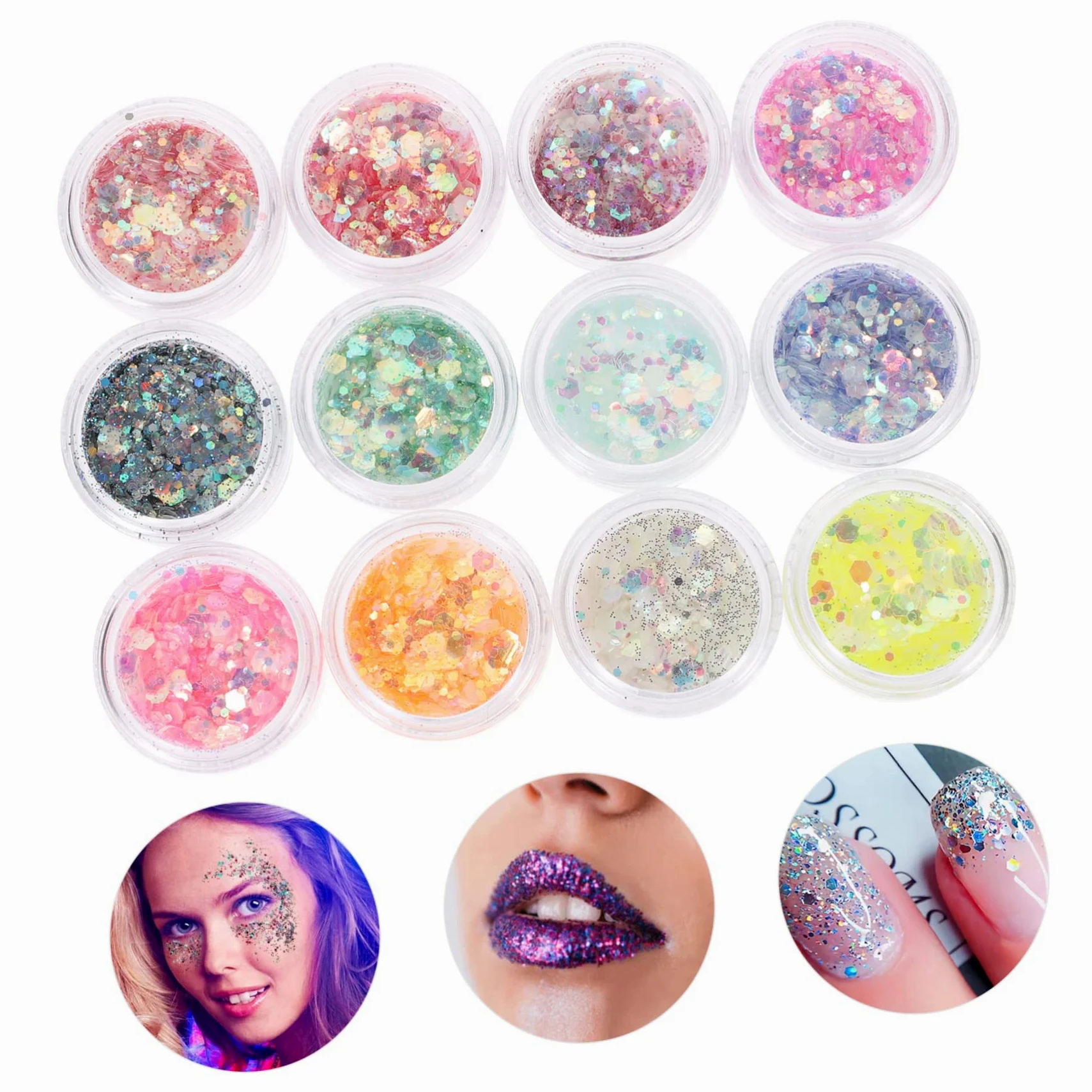 FRCOLOR 3 Set Innovativi Glitterati Per Feste Di Carnevale in Un Unico Set Di Trucco Per Corpo Viso E *3