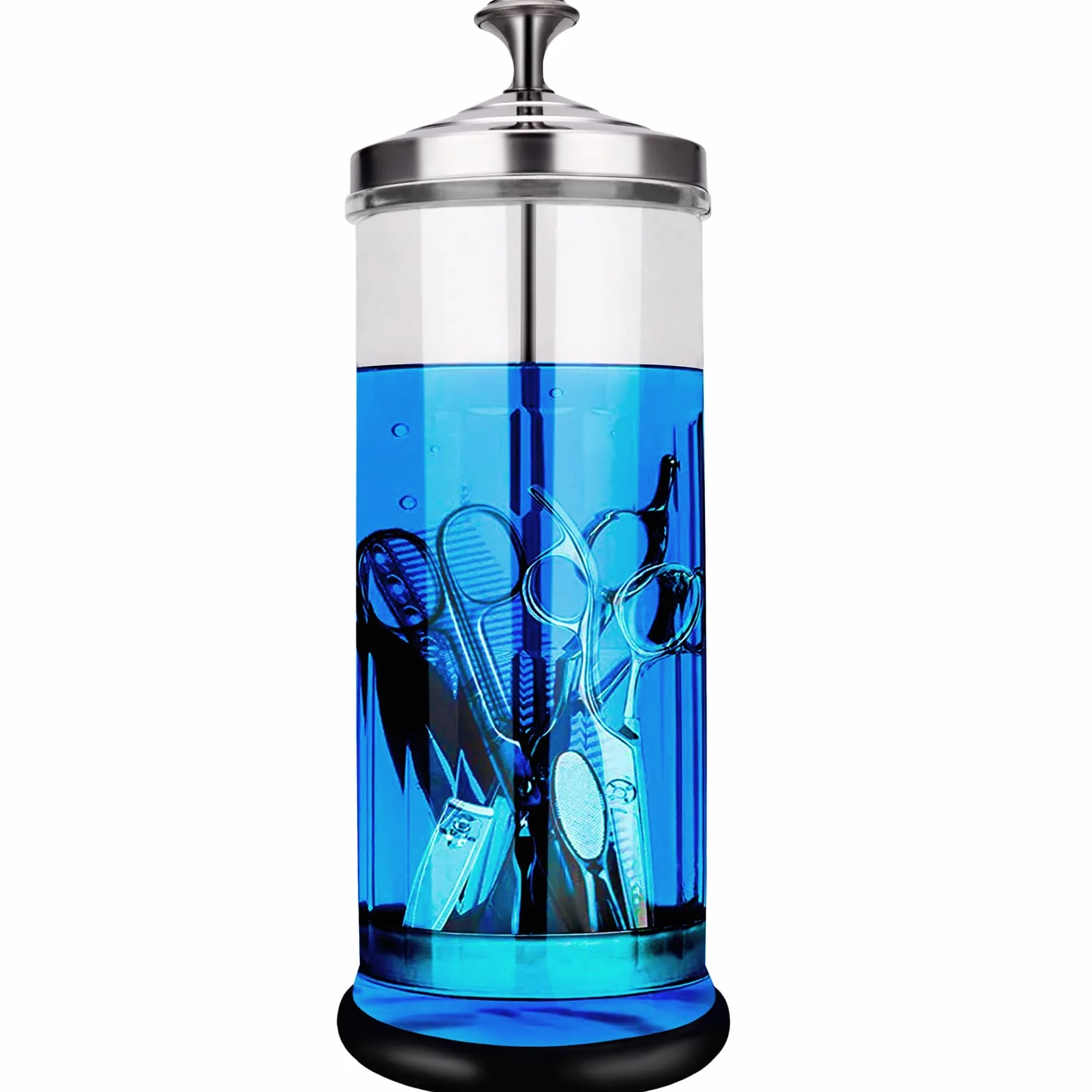 Barattolo disinfettante in vetro resistente per strumenti per unghie e strumenti da parrucchiere, 1500 ml