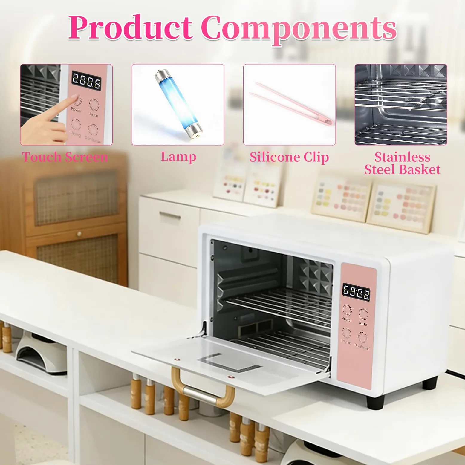 Sterilizzatore per unghie, 10 l, grande sterilizzatore a doppio strato per strumenti per unghie, multifunzione, per manicure, con impostazione timer, per uso domestico, barbieri, saloni di