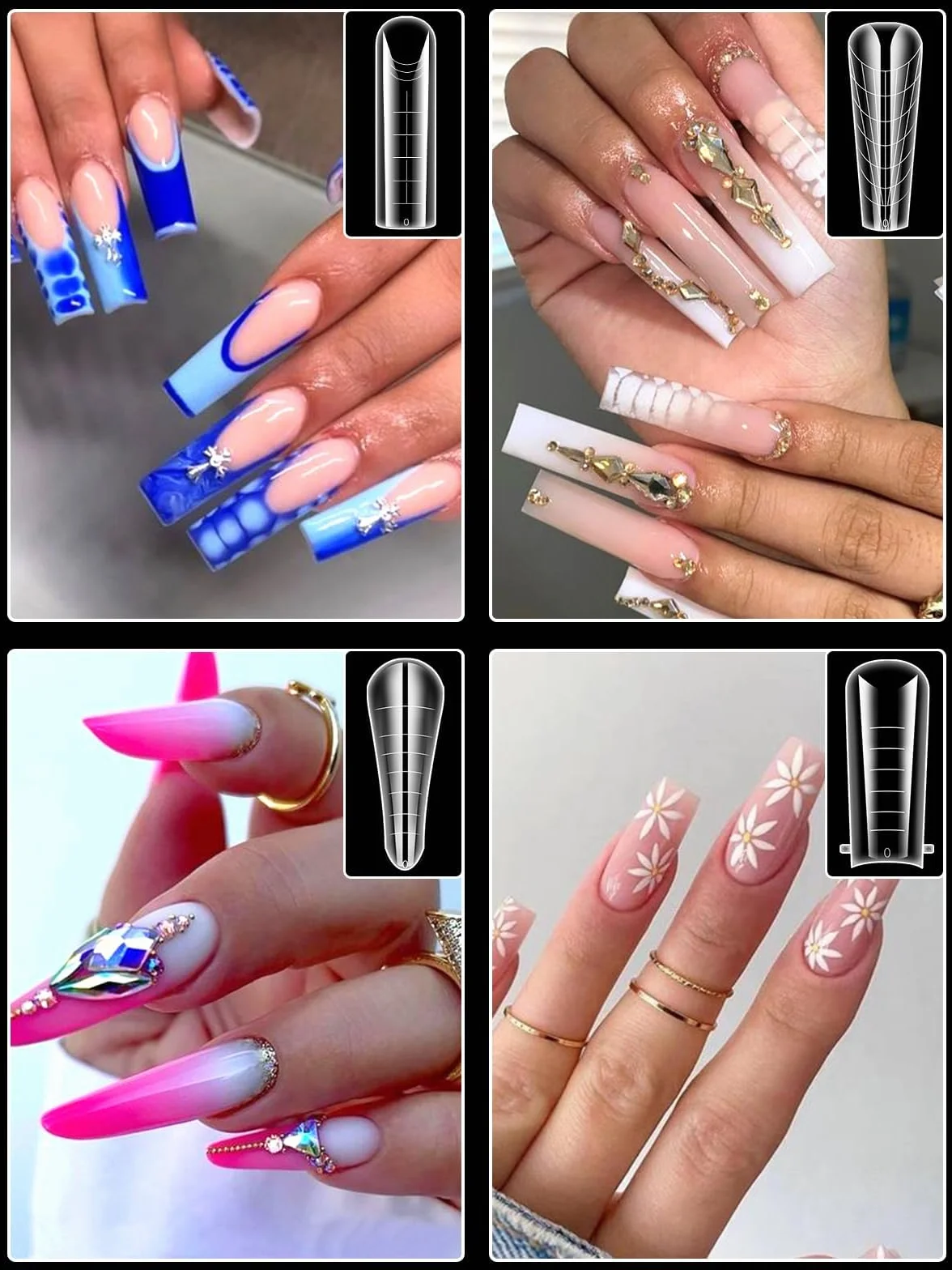 EBANKU Faux Ongles Capsule Ongles Acrylique,120PCS Unghie copertura completa per Unghie in Acrilico Strumenti per Unghie Forme, con 120 Film per Unghie French Manicure(12 stili)