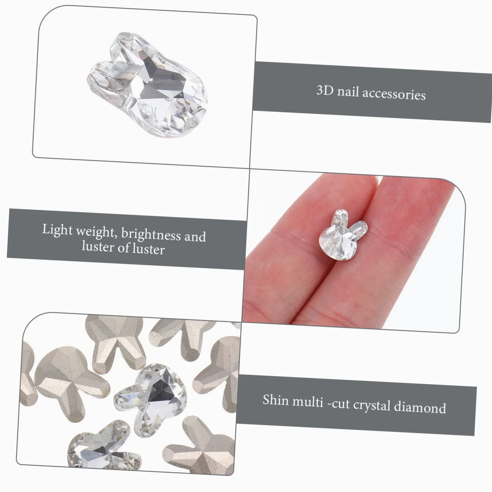 5 Set Gioielli Con Diamanti Per Unghie Decalcomanie Per Le Nail Art Dito Del Piede Coniglio Bunny Adornare Certamente Ornamento Per Manicure Fai Da Te Fette Di Unghie 20 Pezzi*5