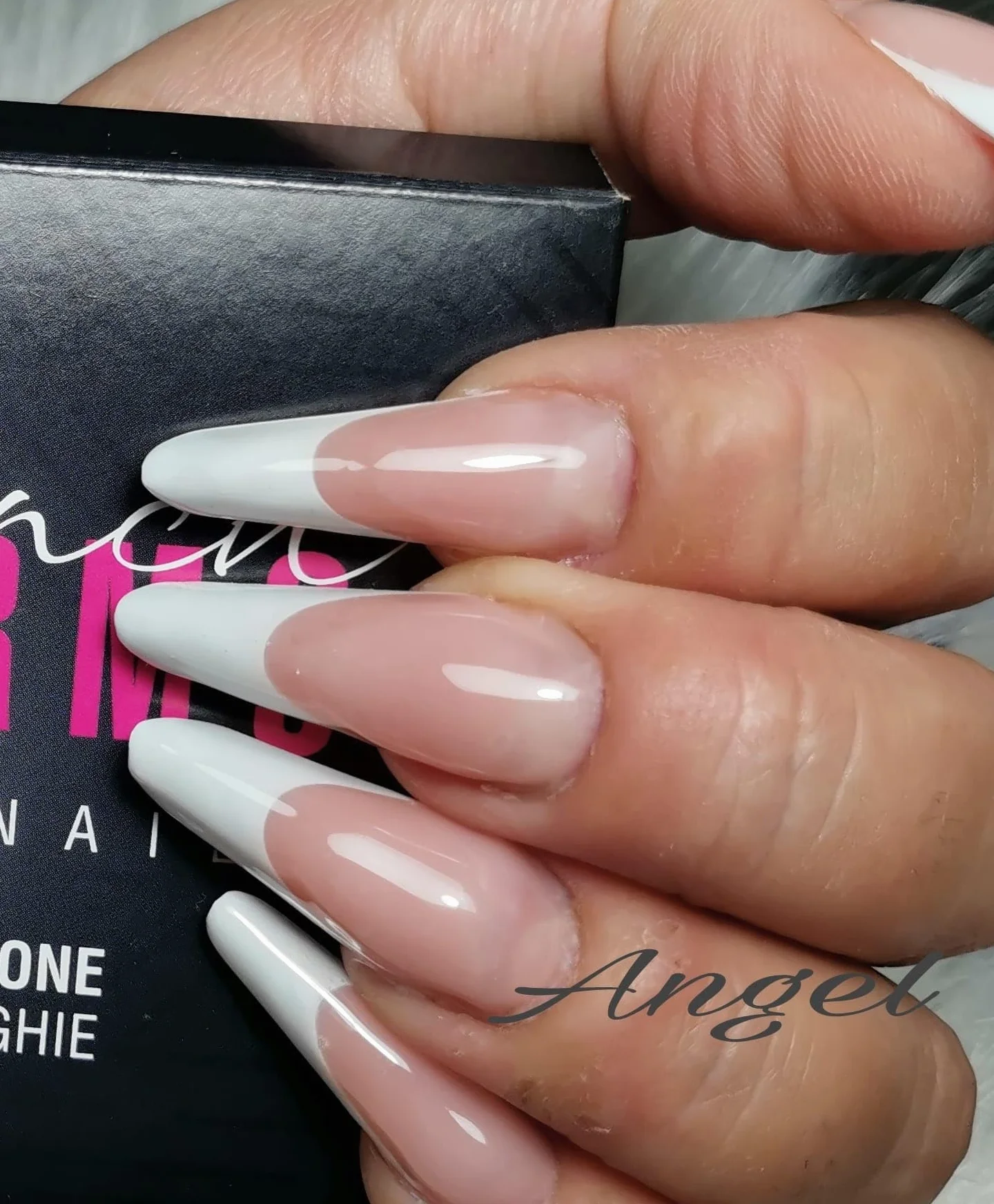 Beauty Space nails - 2 EASY FRENCH silicone stencil sticker stampo per linea muretto per dualforms, soft silicone riutilizzabili per sistema dual system (MODELLO STILETTO LONG+SHORT)