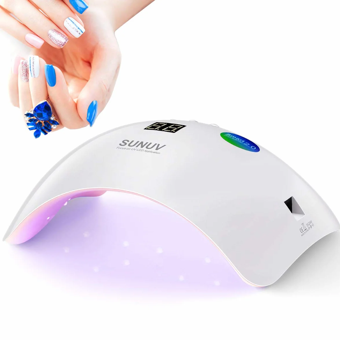 SUNUV Asciuga unghie UV LED, lampada per unghie, timer 30/60/99s, sensore a infrarossi, display LCD, adatto per tutti i gel, per manicure/pedicure nail art a casa e salone