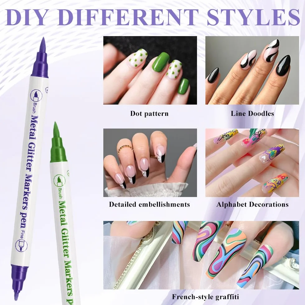 10 colori Penne Per Nail Art Punta, 3D Nail Art Pen, Adatto per il design di nail art fai-da-te, per dipingere e per l'artigianato