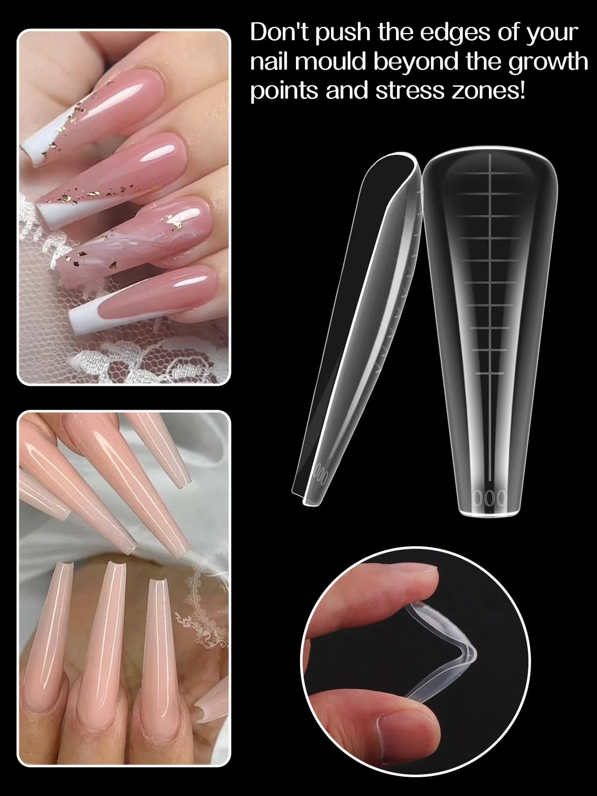 TOROKOM 150 Forme 15 Misure Doppie per Poly Gel - Stampini Professionali per Estensioni Rapide, Ideali per Nail Art in Salon & Fai da Te