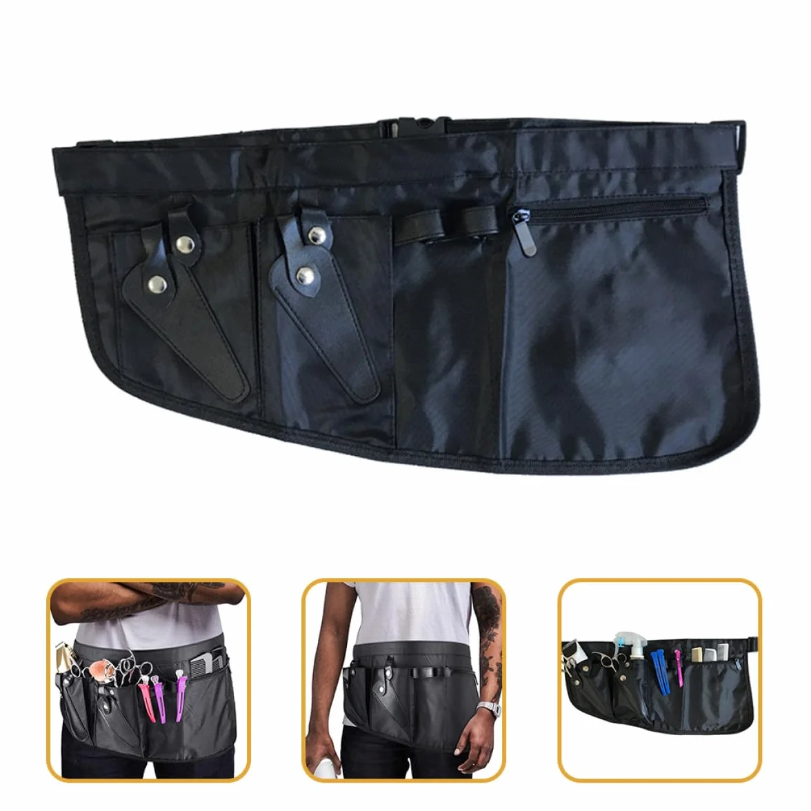 GALPADA Marsupio per Parrucchiere in Tela Nera Resistente Protezione Completa, Custodia Semplice per Forbici e Accessori da Lavoro Professionale