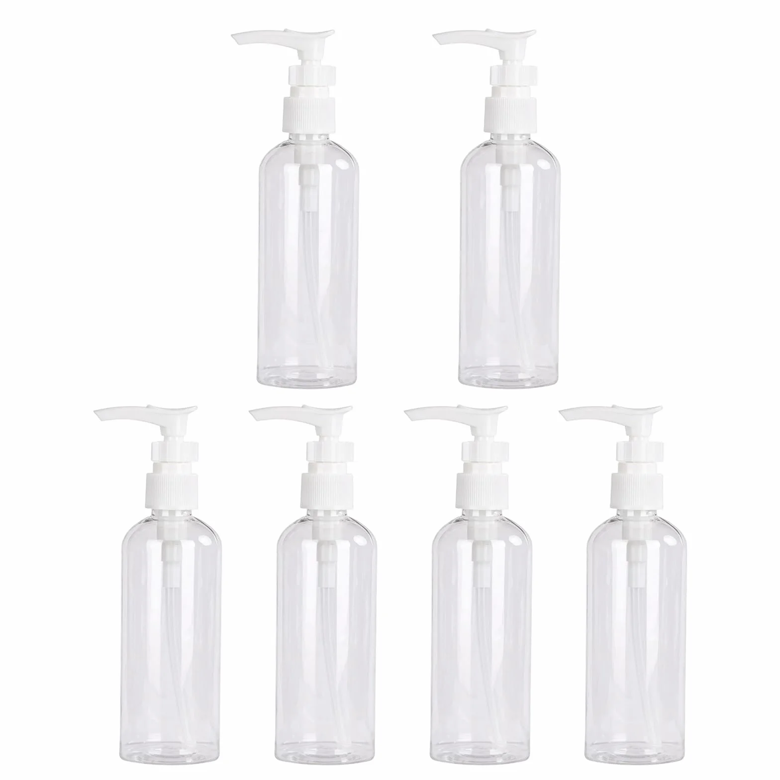 6 Pezzi flaconi pompa airless 100ml, erogatore pompa in plastica trasparente riutilizzabile, flaconi da viaggio vuoti da riempire per cosmetici, shampoo e crema