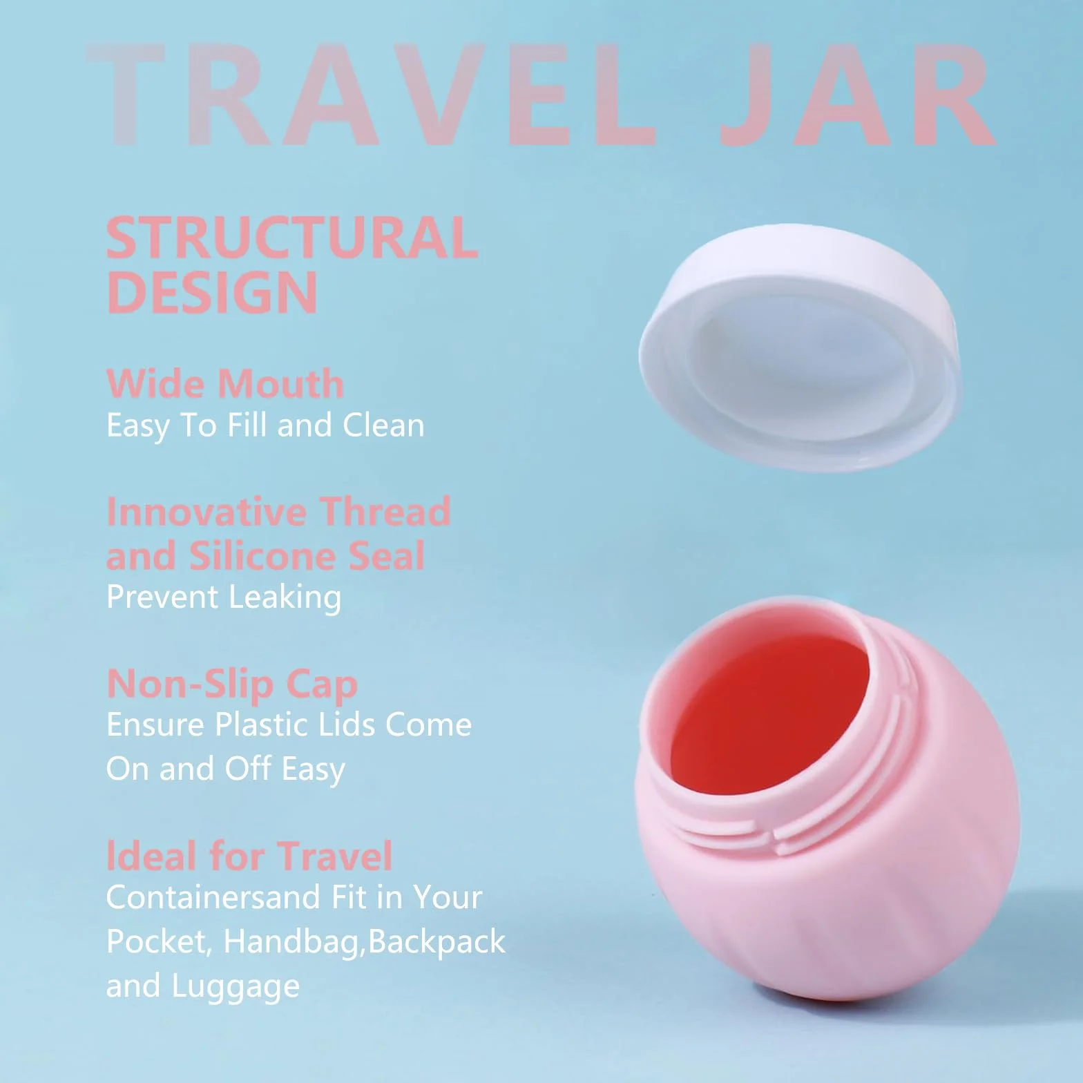 Janety 4 Pezzi Contenitori da viaggio per articoli da toeletta, 50 ml Porta Creme da Viaggio, Barattoli in Silicone per Crema con Sacchetto Trasparente, Etichette e Piccole Spatole