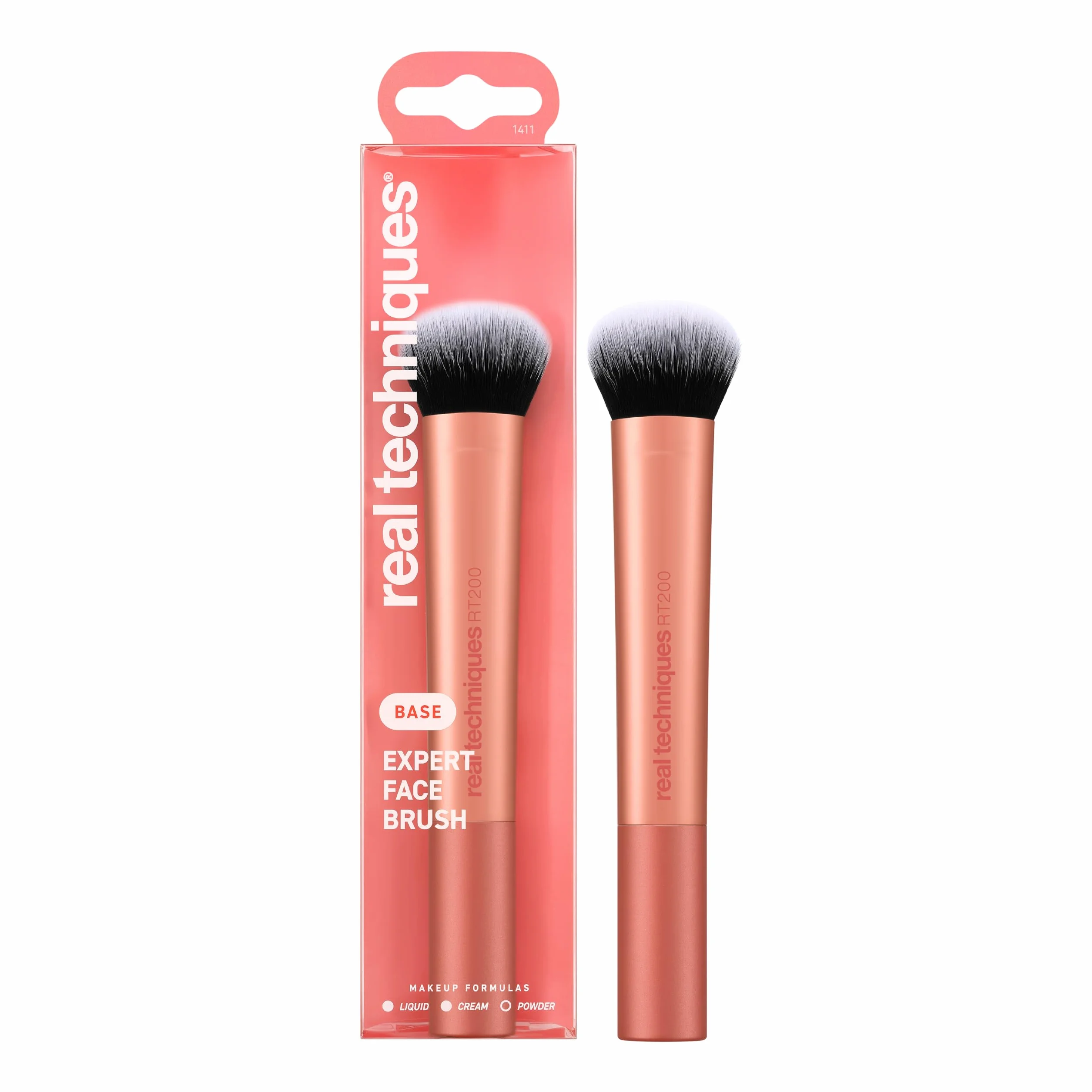 Real Techniques Pennello da trucco per viso Expert, per fondotinta liquido e in crema, fard e bronzer,1 confezione
