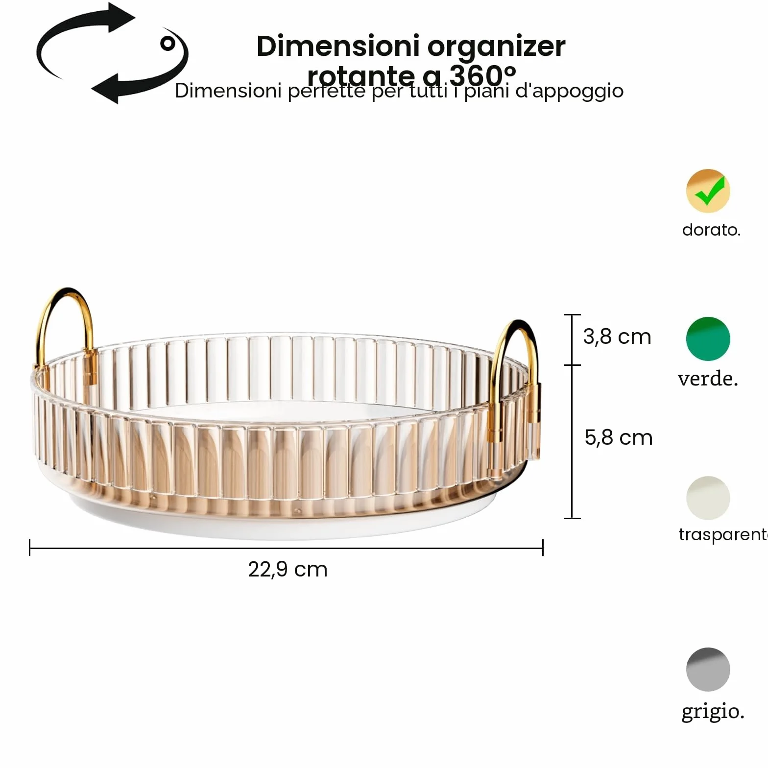 MOACC Porta Trucchi Rotante a 360° Organizzatore Cosmetici Grande Capacità Ambra