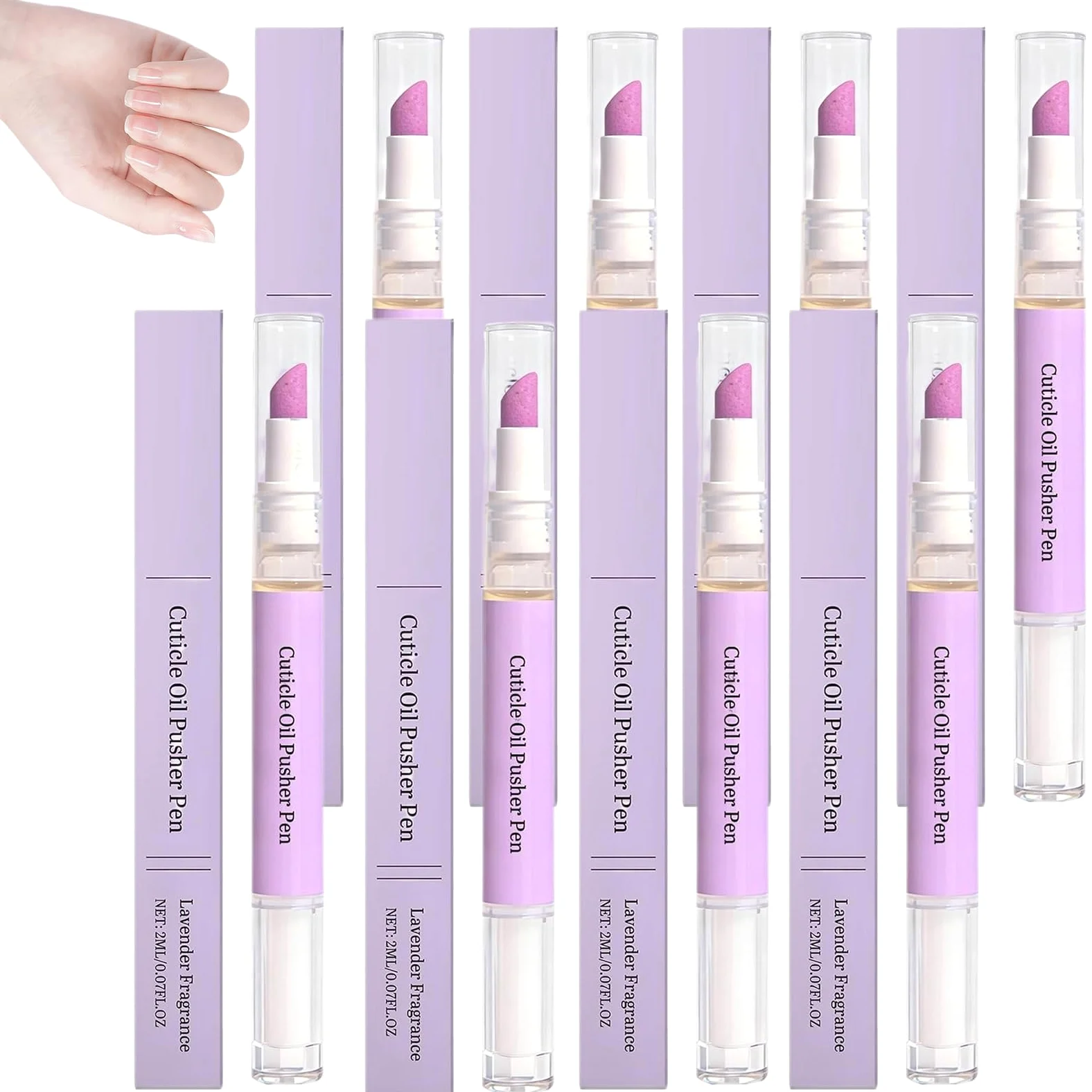 Spingicuticole 2.0, 2 in 1, penna per olio cuticole, punta in ceramica, cura per la riparazione di unghie secche, peeling delicato e cura del letto ungueale (8 pezzi)