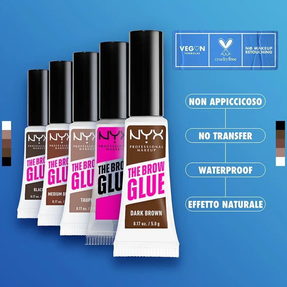 NYX Professional Makeup The Brow Glue, Gel Trasparente per Sopracciglia Effetto Laminazione, 5 ml