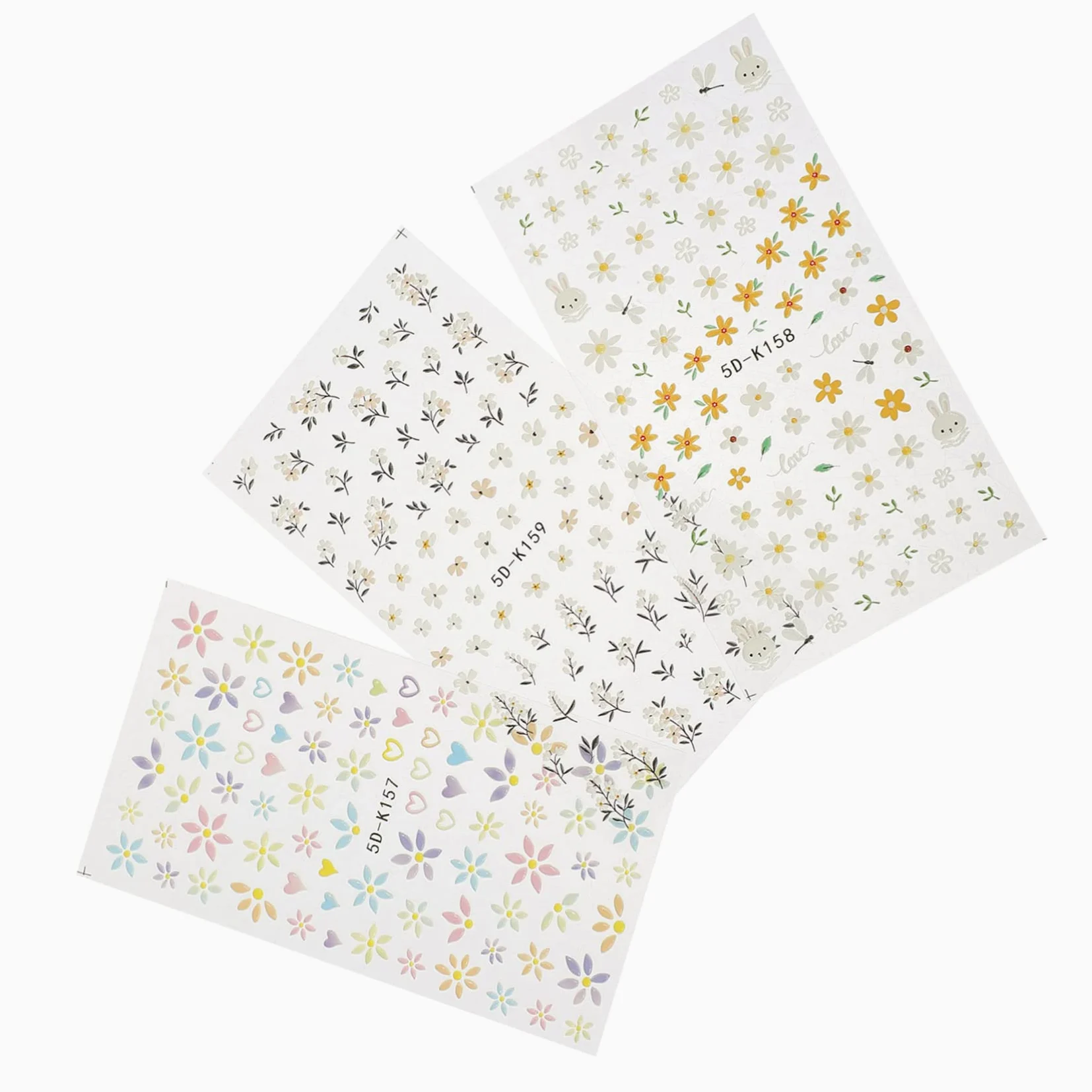VICASKY 15pezzi Adesivi Per Unghie Embossed Nail Art Stickers Manicure Decorazioni Autoadesive Per Occasioni Speciali e Uso Quotidiano