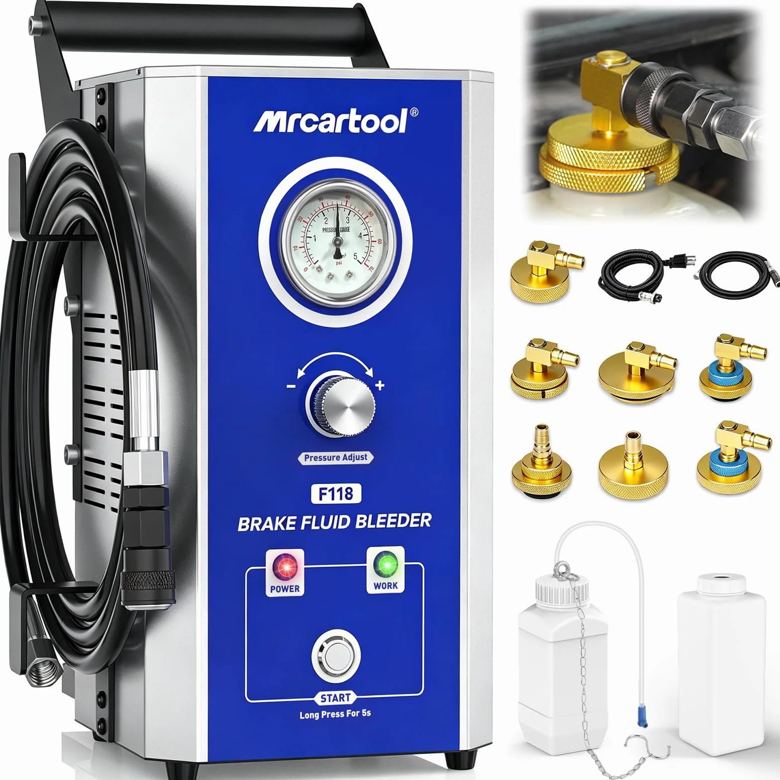 Spurgo Freni Auto Elettrico 110V/220V Dispositivo 0~3 Bar 7 Adattatori Kit Pompa Freno