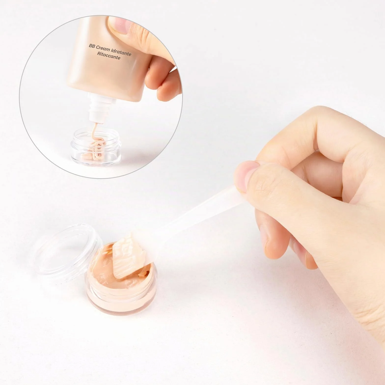 5ml Barattolini plastica piccoli con tappo, 42 pezzi Vasetti mini con etichette e spatola, mini contenitori trasparenti per creme da viaggio campioni cosmetici, crema per labbra, nail art
