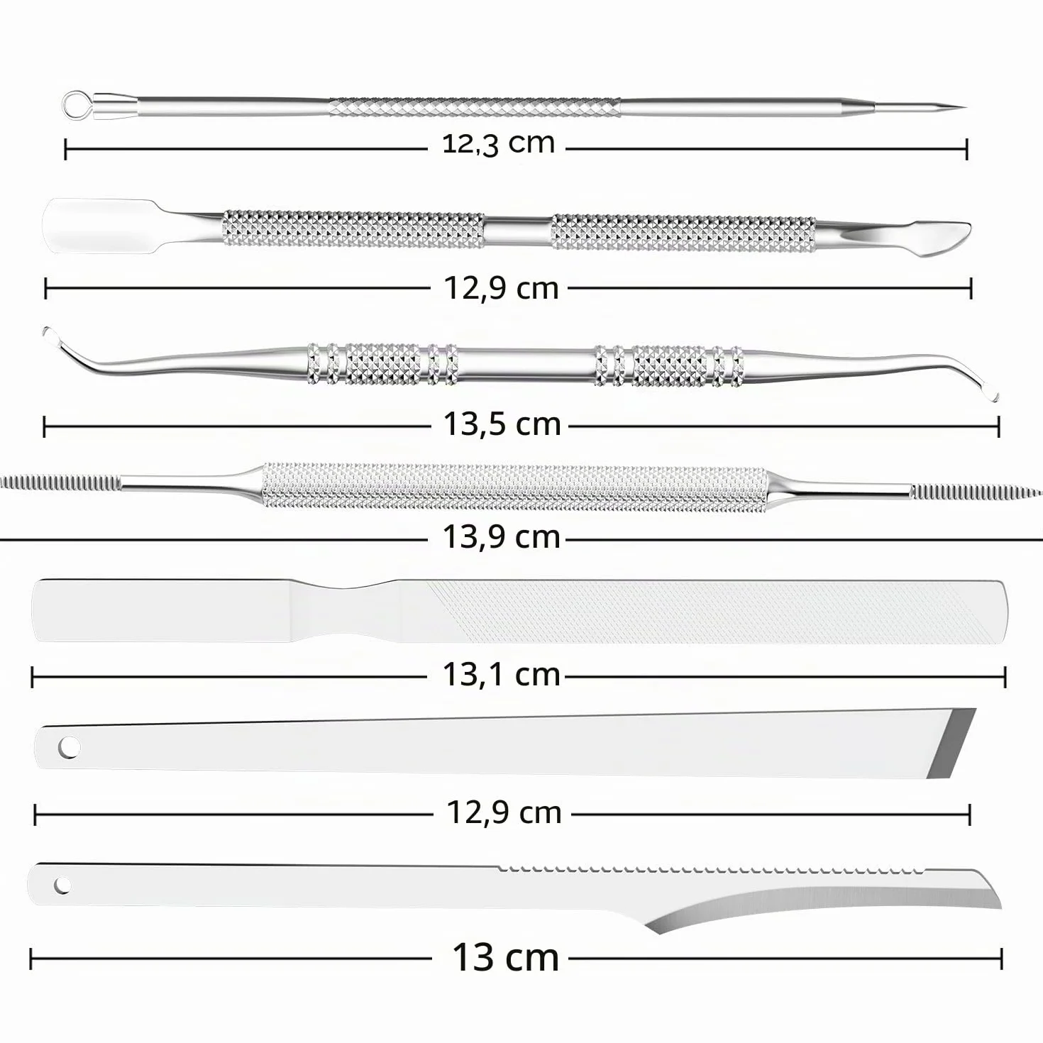 ZIZZON 7 Pcs Stainless Steel Ingrown Toenail Removal Kit File and Lifters Set