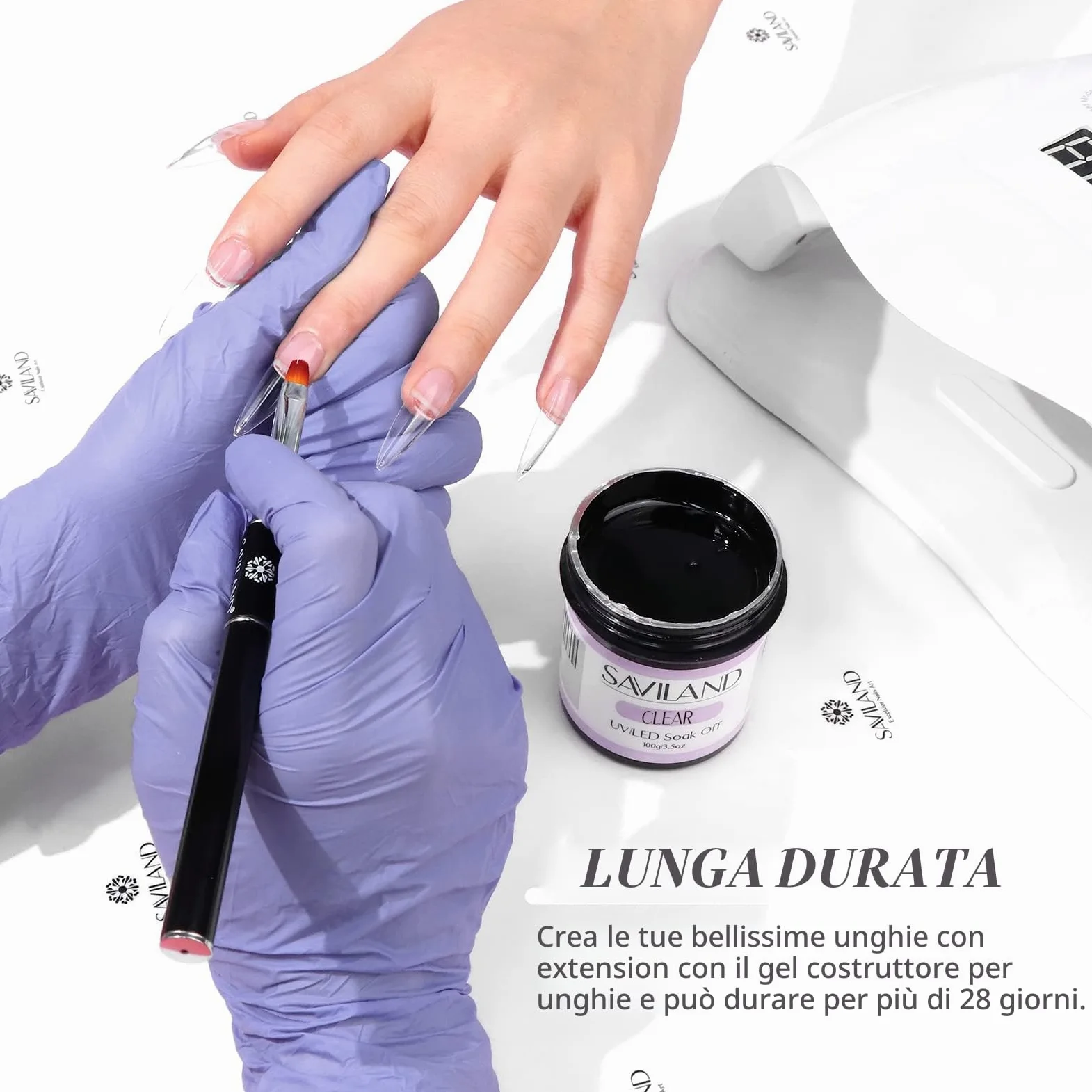 SAVILAND Kit Gel Costruttore per Unghie 3 pezzi 100 g Trasparente Rosa Chiaro e Bianco Gel Ricostruzione Unghie con pennello Grande Capacità Gel per Unghie Soak-off U V per Estensione