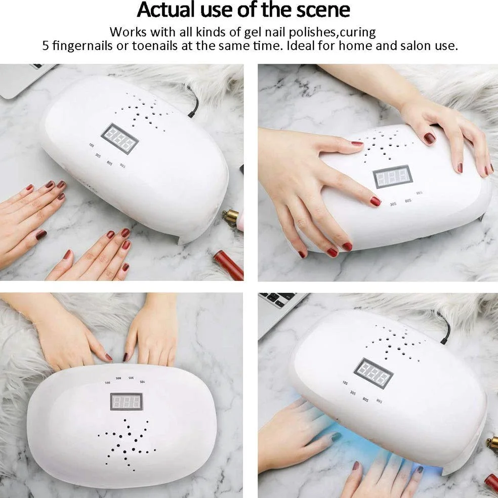 Smalto for Unghie-Smalto for Gel con e asciuga Unghie Asciugacapelli Professionale for Tutti i Gel Adatto a Piedi a Due Mani con sensore Timer