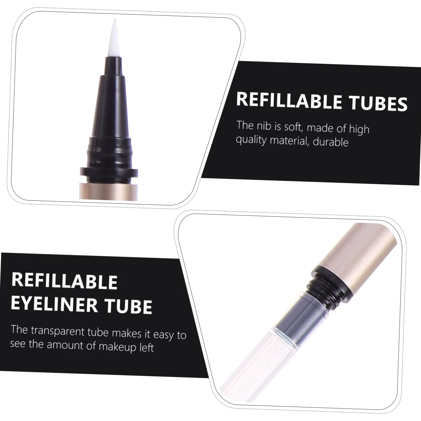 5 Pezzi Tubetti Vuoti per Eyeliner Liquido da 1ml in Plastico Oro, Contenitore Portatile per Penna Eyeliner Ricaricabile per Saloni di Bellezza