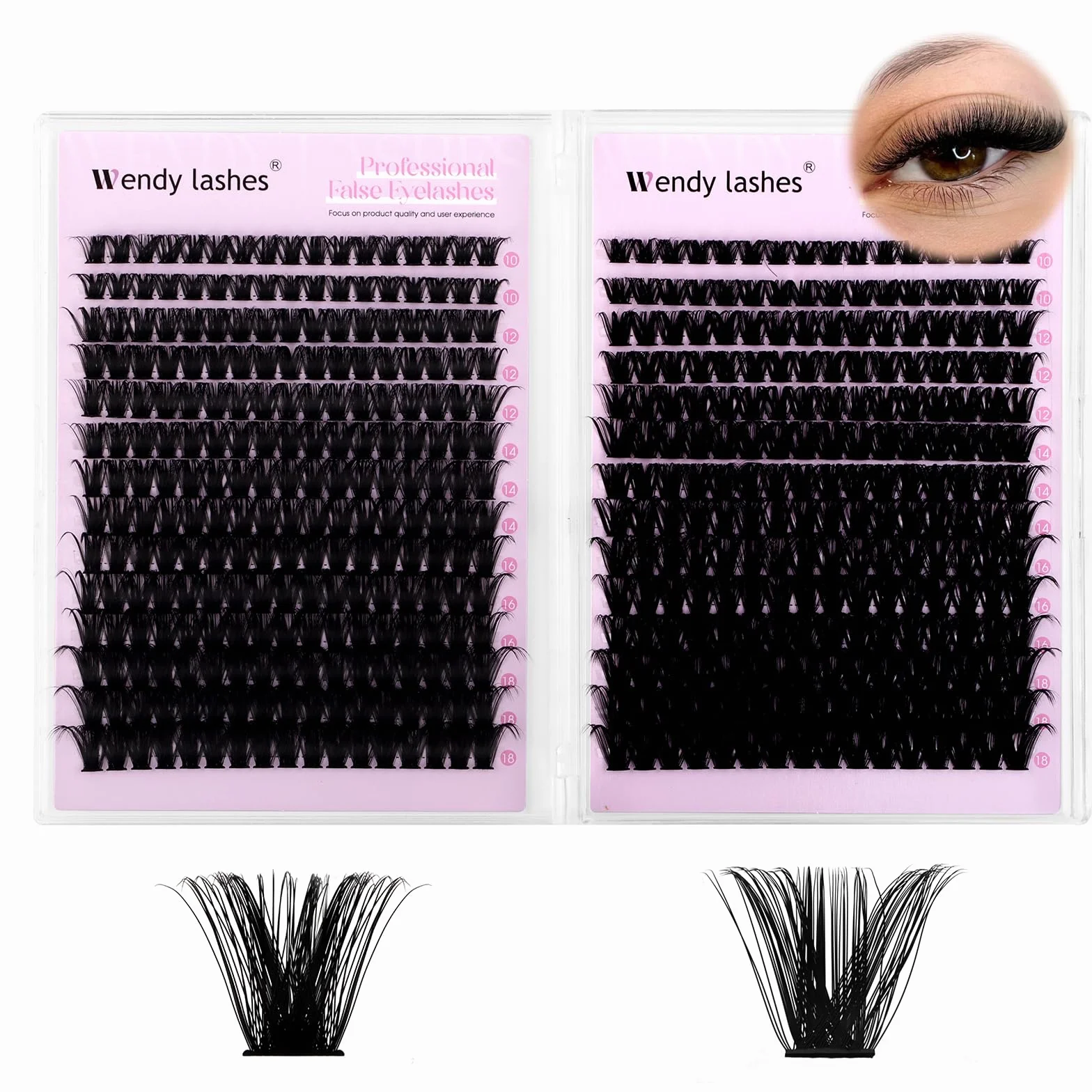 Ciglia Finte Ciuffetti 594PCS 80D+100D D-Curl 10-18mm Look Naturale Lash Extensions DIY