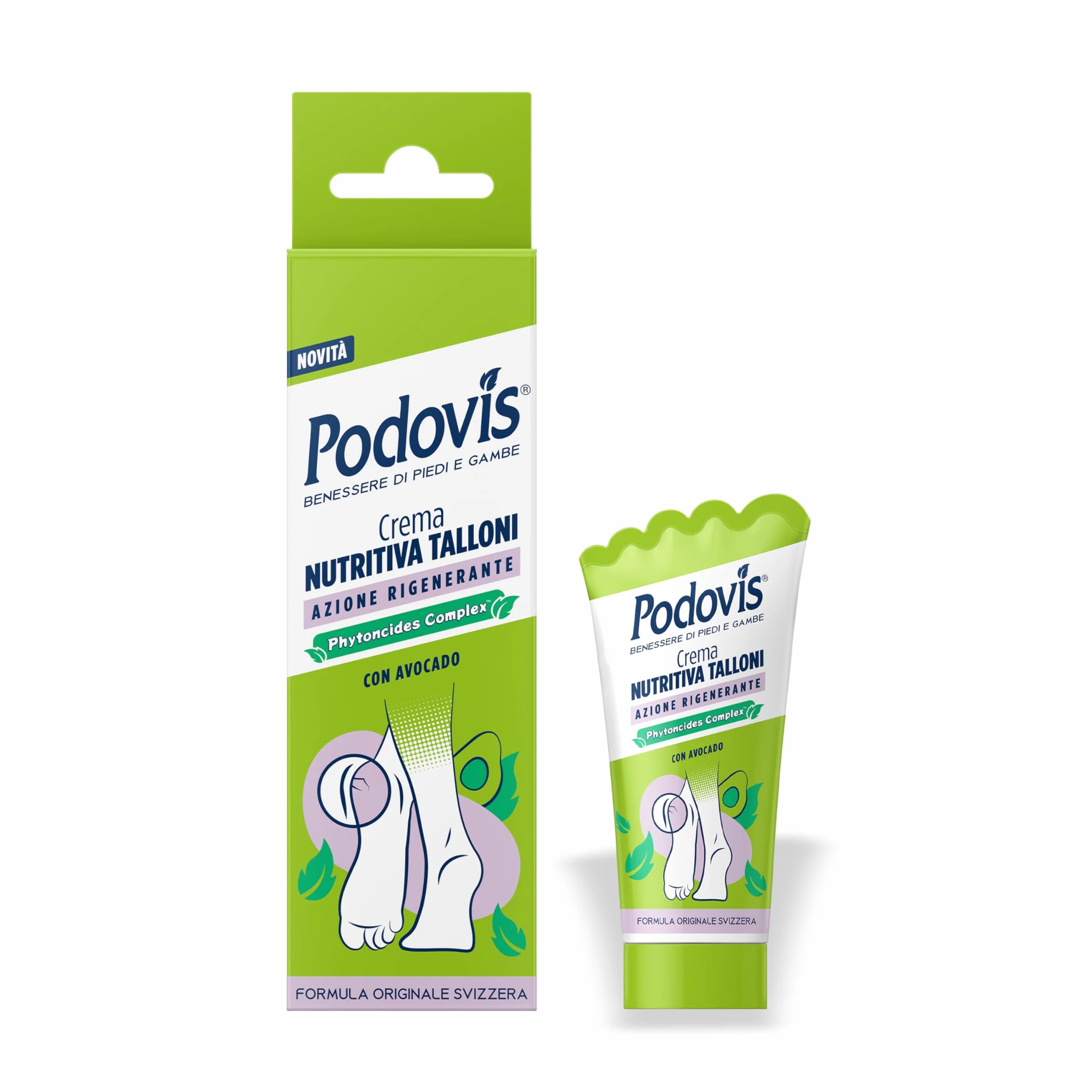 Podovis, Crema Rigenera Talloni Screpolati - Crema per Piedi Secchi e Screpolati, Risultati in 2 Giorni, Formula con Agenti Emollienti e Avocado, Pelle Idratata ed Elastica, 75 ml