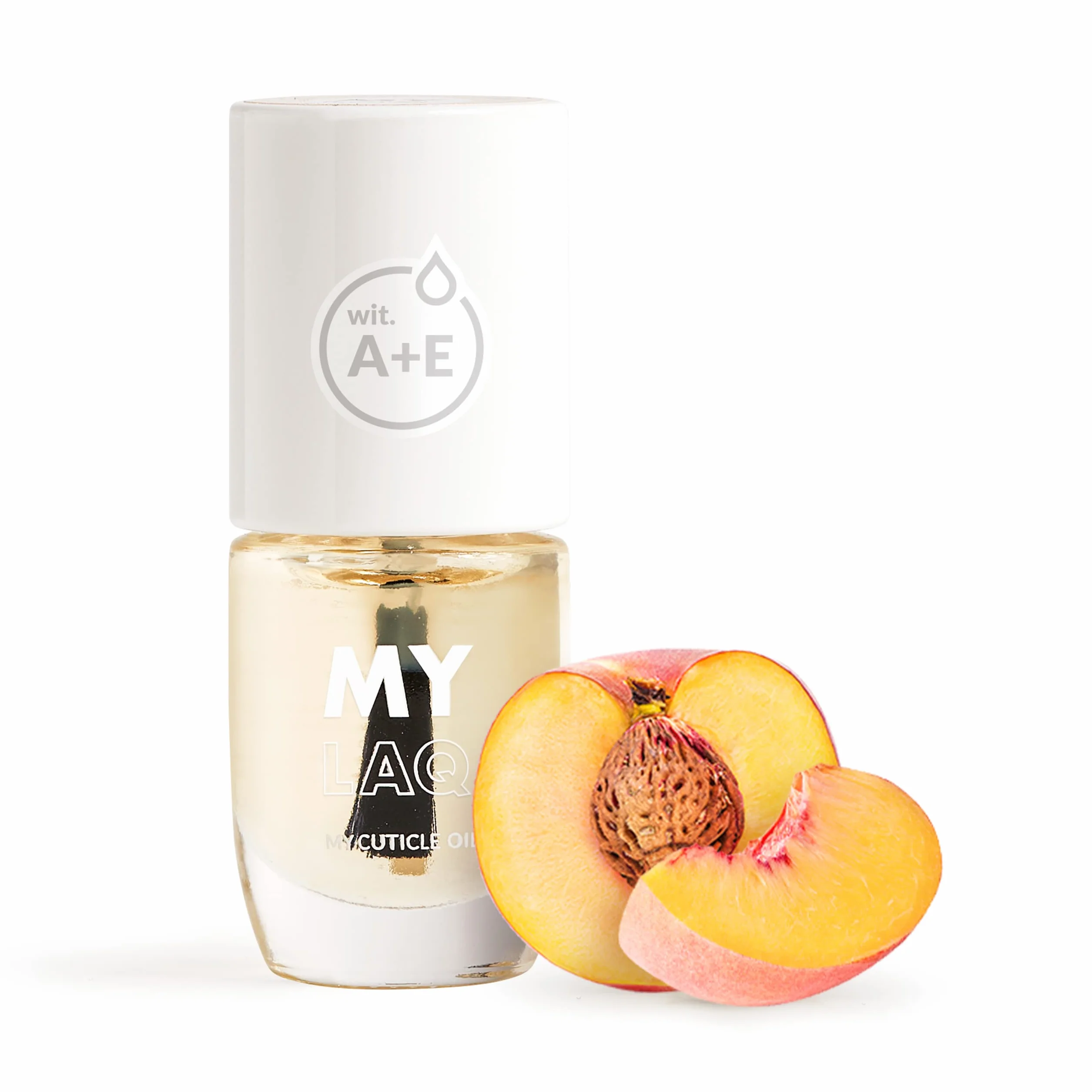 MYLAQ My Peach Care Vitamin Cuticle Oil - Olio per Cuticole - con Olio di Mandorle e Germe di Grano - Pesca e Oliva - Vitamine A ed E - Lubrifica e idrata - 5 ml