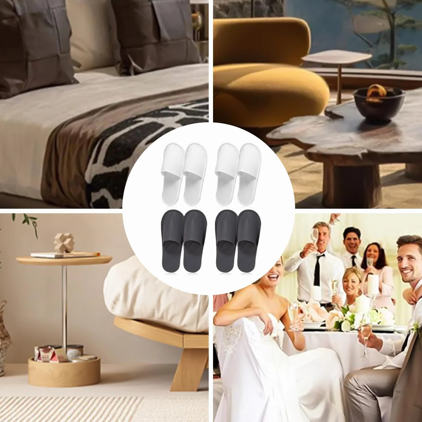 MagiSel 4paia Pantofole Usa e Getta Antiscivolo, Pantofole Chiuse in Spugna Premium, Ciabatte Monouso per Hotel, Spa, Casa, Viaggi, Unisex, Lavabili, Misura Universale