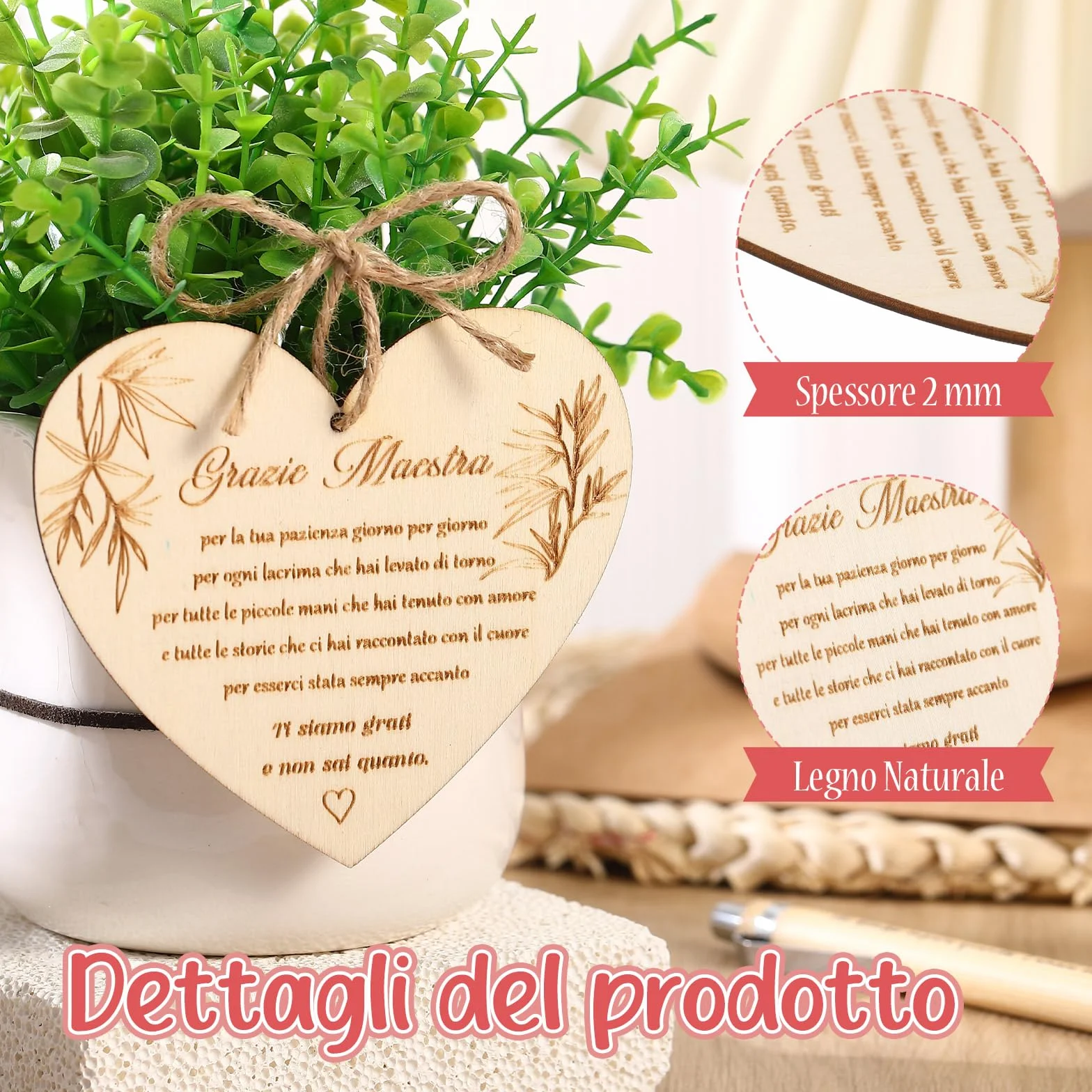 Jadive Set Regalo Maestra Fine Anno Borsa per Cosmetici Portachiavi Biglietto di Ringraziamento a Forma di Cuore in Legno Penna a Sfera in Legno Regalo Creativo Addio per Insegnante