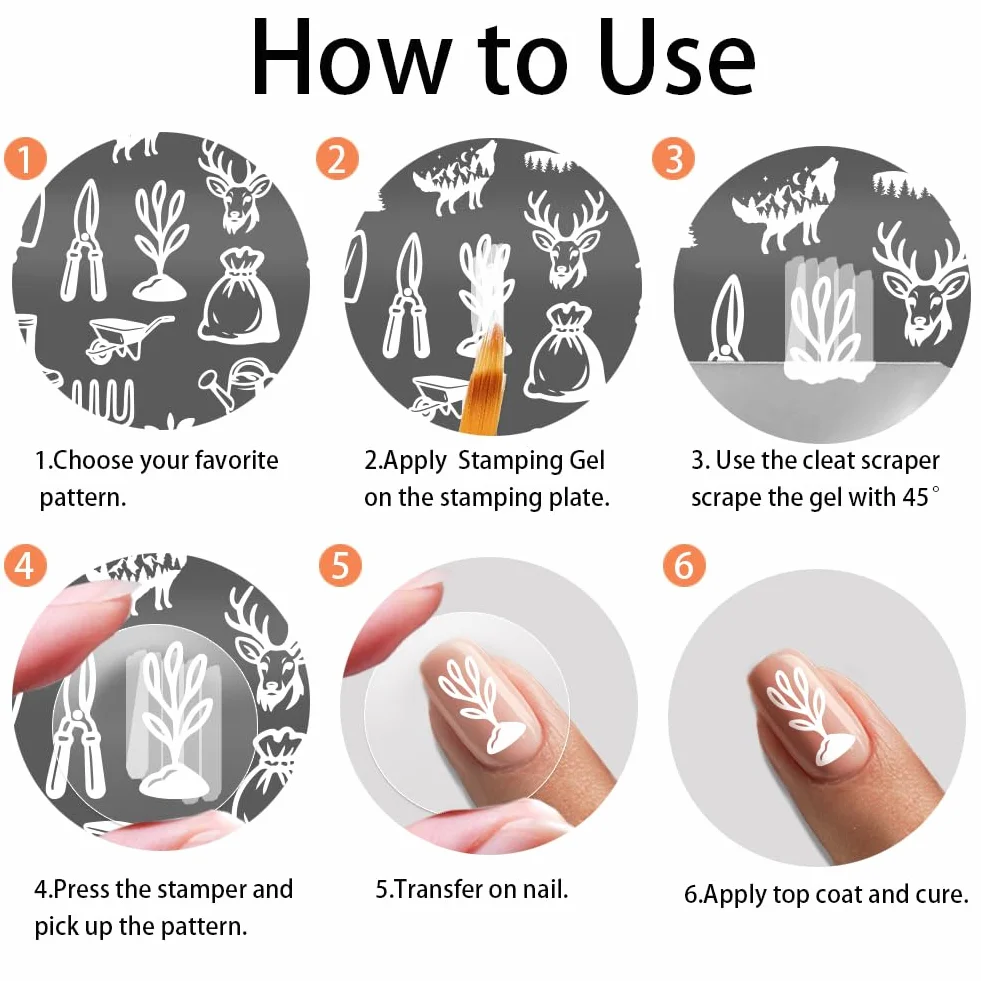 PH PandaHall 3 piastre per stampaggio unghie con alberi animali selvatici modelli per nail art montagne foresta manicure piastra timbro proteggere alberi unghie stencil arte per donne stampa manicure