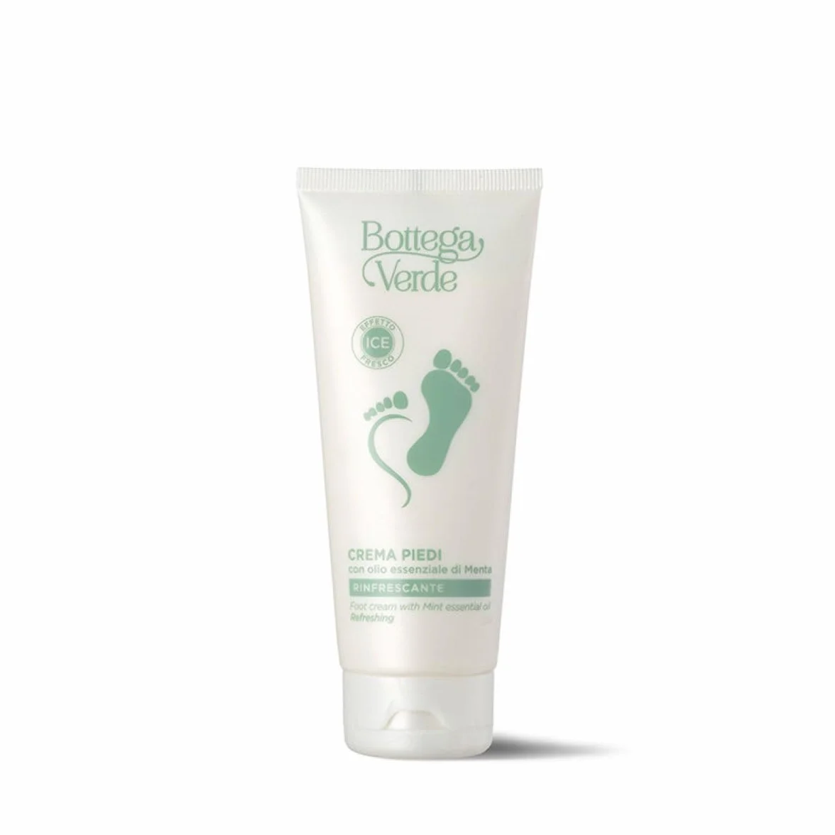 Bottega Verde - Crema Piedi Rinfrescante, 100 ml, con Olio Essenziale di Menta e Amido di Riso, Sollievo e Benessere per Piedi Affaticati, Azione Rinfrescante e Assorbente