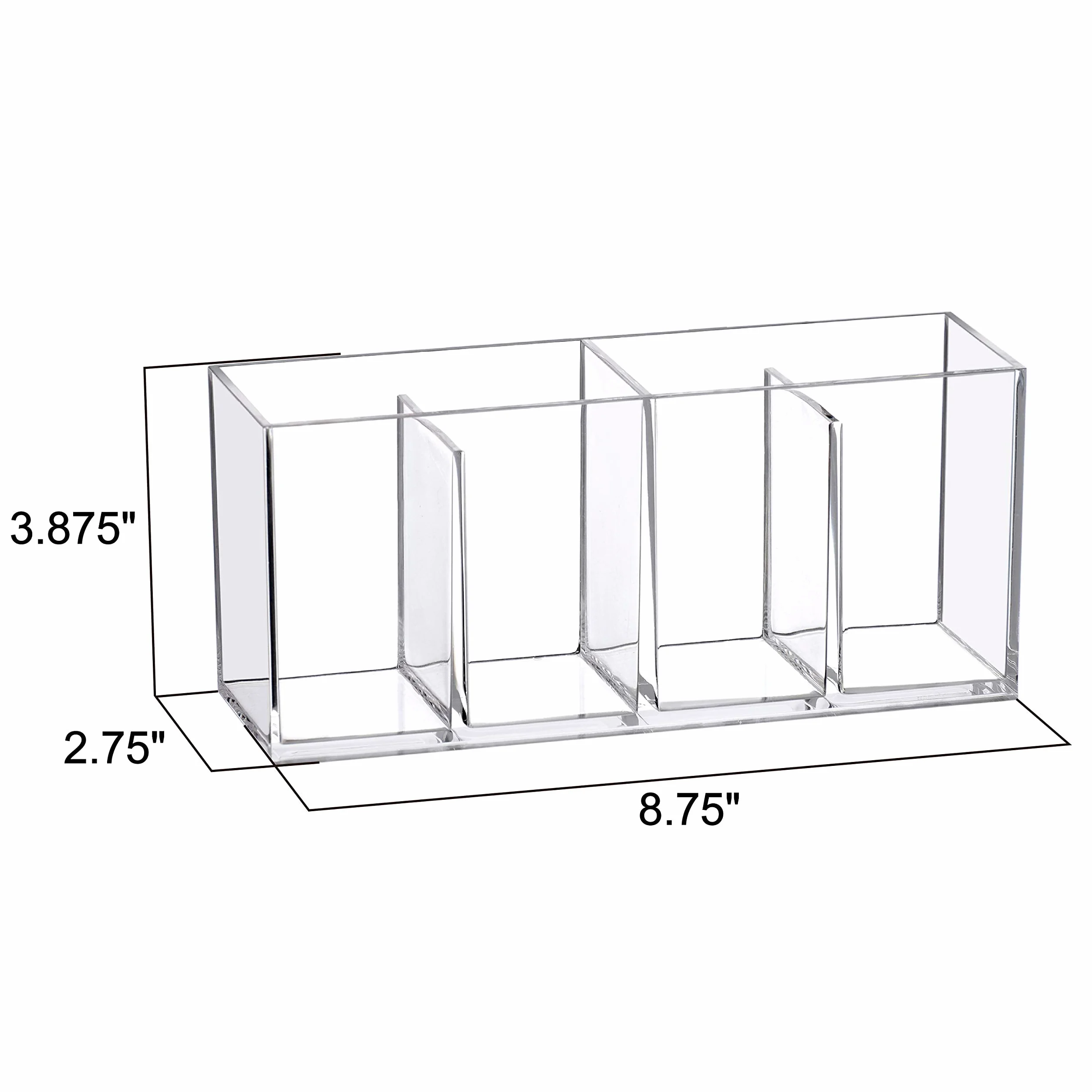 Amazing Abby Glamour - Organizer per trucchi in acrilico a 4 scomparti, porta pennelli da trucco in plastica trasparente, soluzione perfetta per riporre pennelli da trucco, matite per sopracciglia e