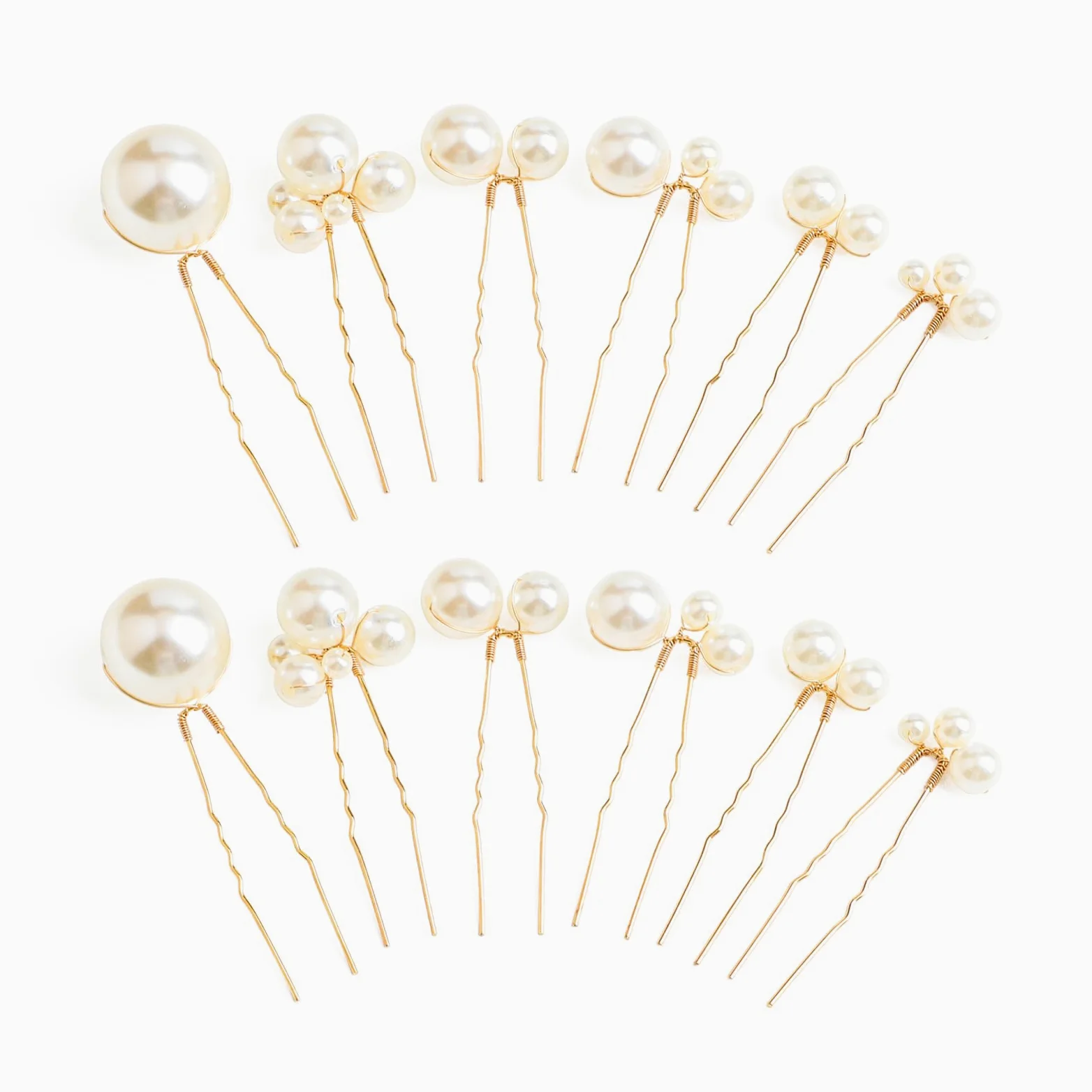 Forcine per capelli da sposa con perle (12 pezzi) - accessori per capelli a forma di U per donne da sposa (oro)