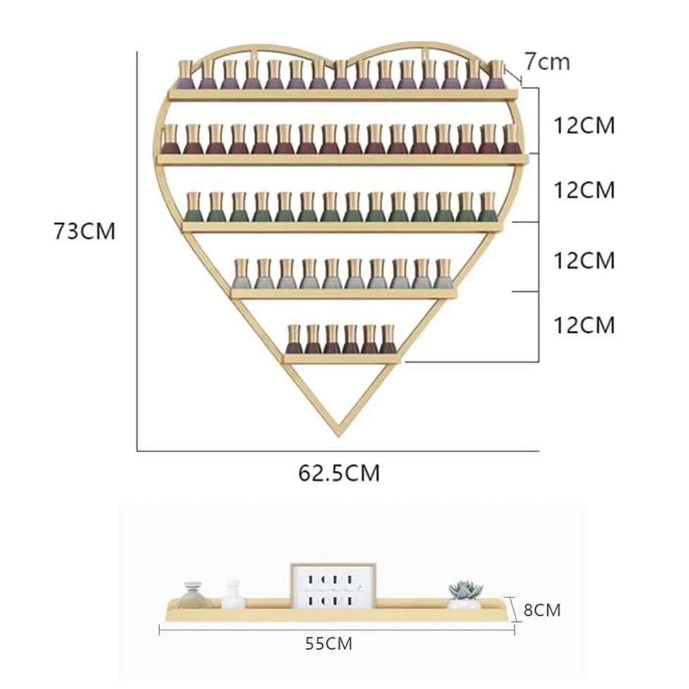Espositore per Smalti, Porta Oli Essenziali per Negozi di Bellezza, Organizer in Metallo per Smalti, Porta Profumi da Parete, Oro - 6 Pezzi, Oro - 10 Pezzi