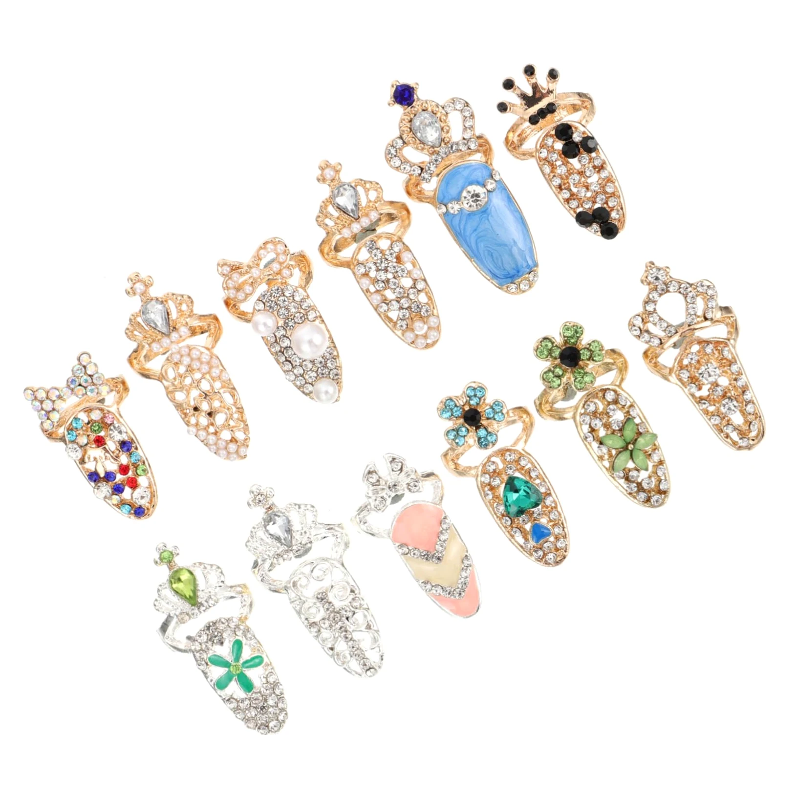Healeved 36pezzi Anelli Per Unghie Manicure Decorazioni Fashion Accessori Per Unghie Artistiche Per Adulti e Design Elegante e Facile Da Indossare